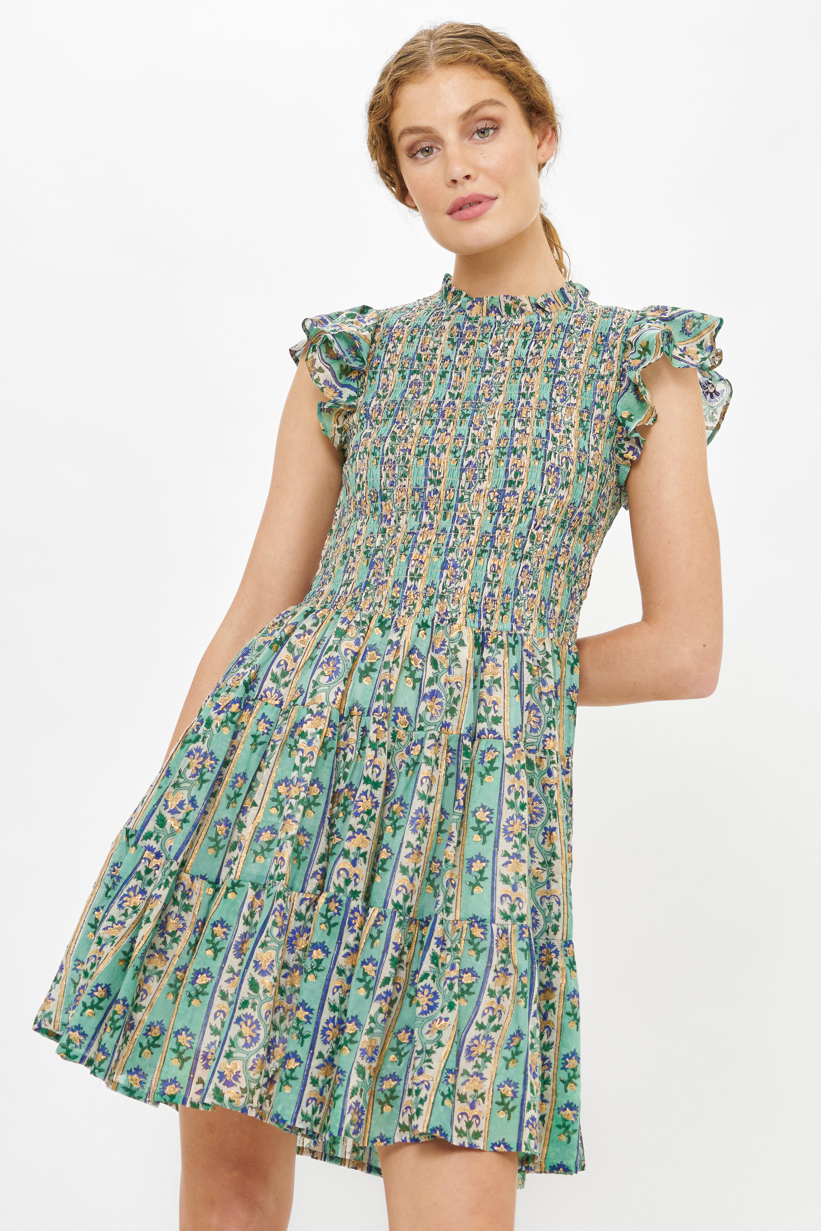 Smocked Flirty Short- Taj Aqua