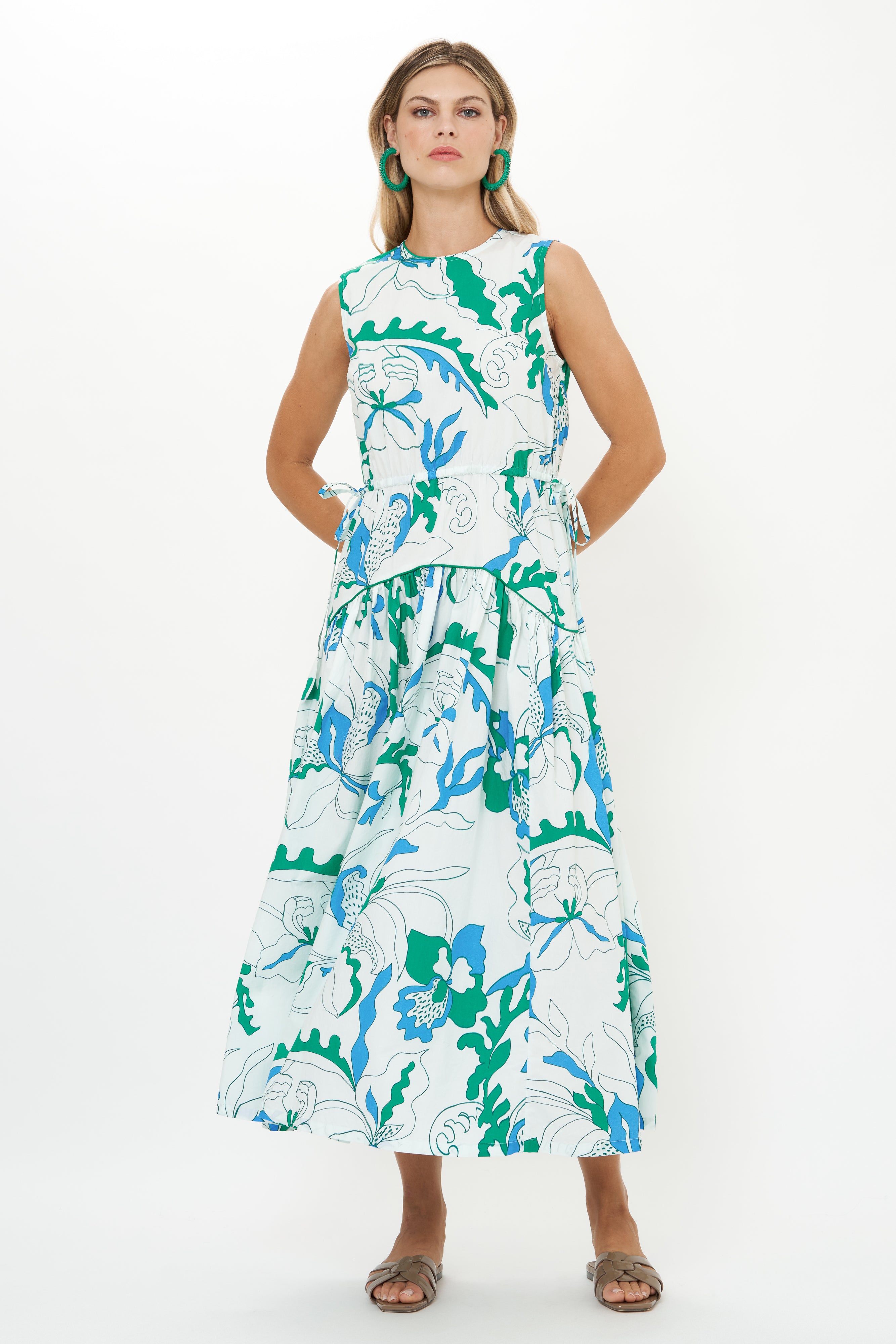 Sleeveless Piped Maxi- Orchid Green