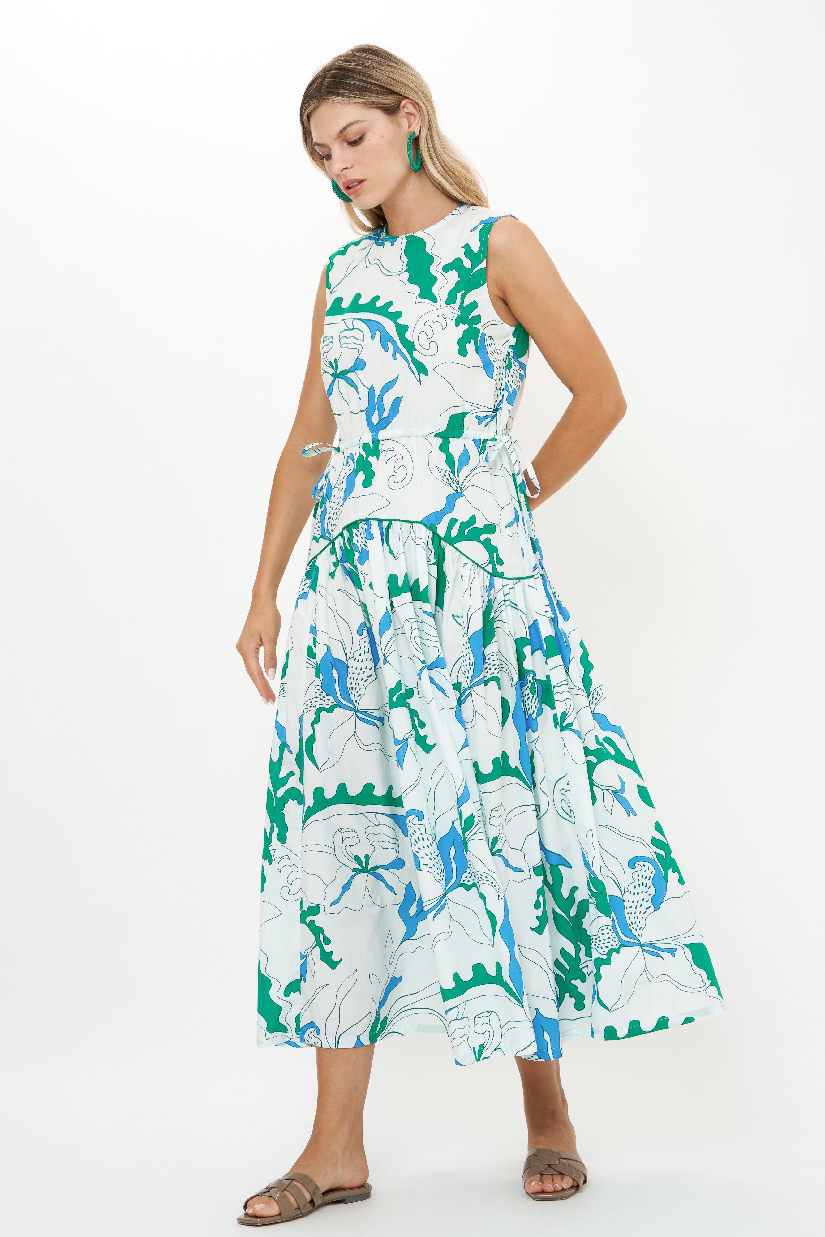 Sleeveless Piped Maxi- Orchid Green