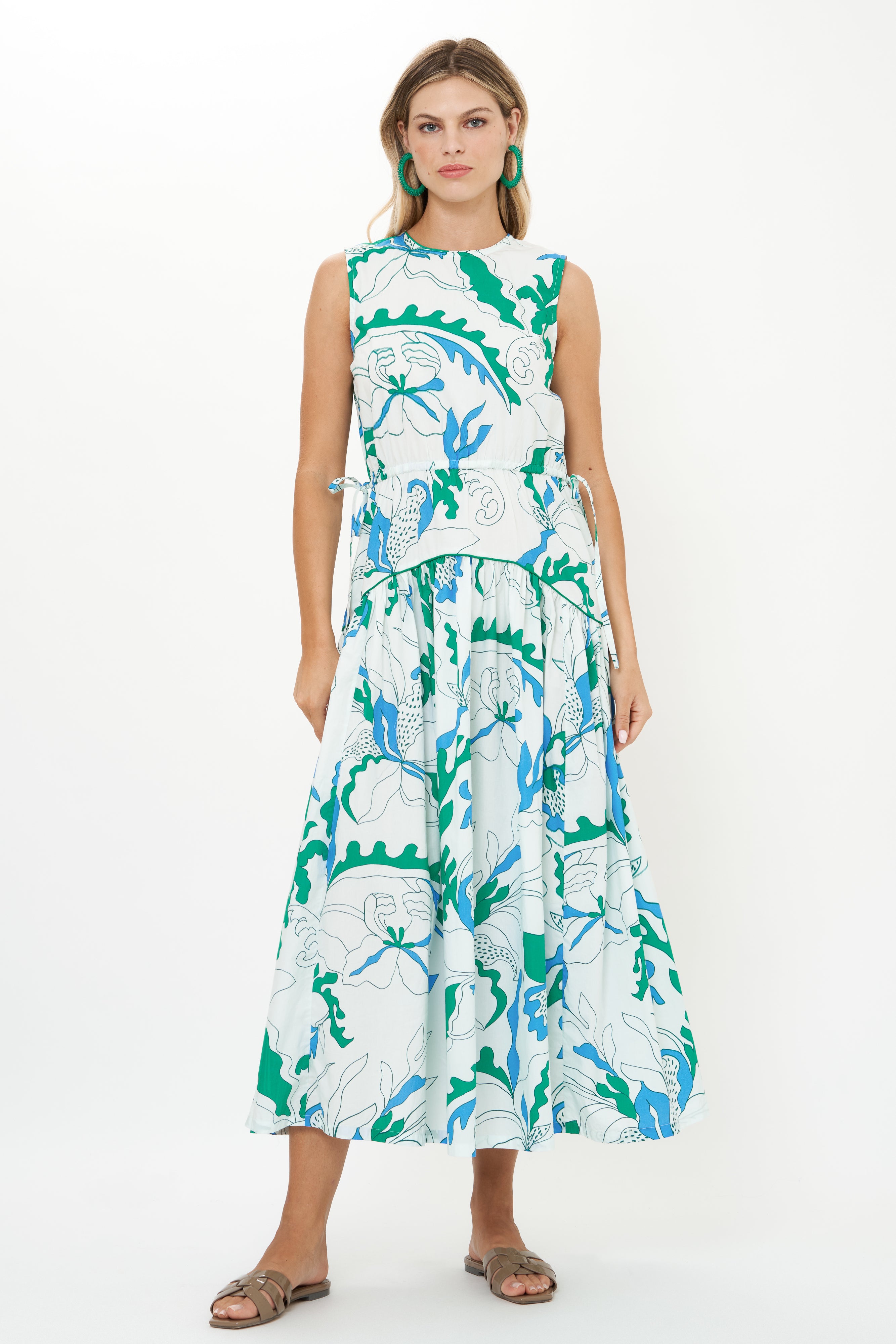 Sleeveless Piped Maxi- Orchid Green