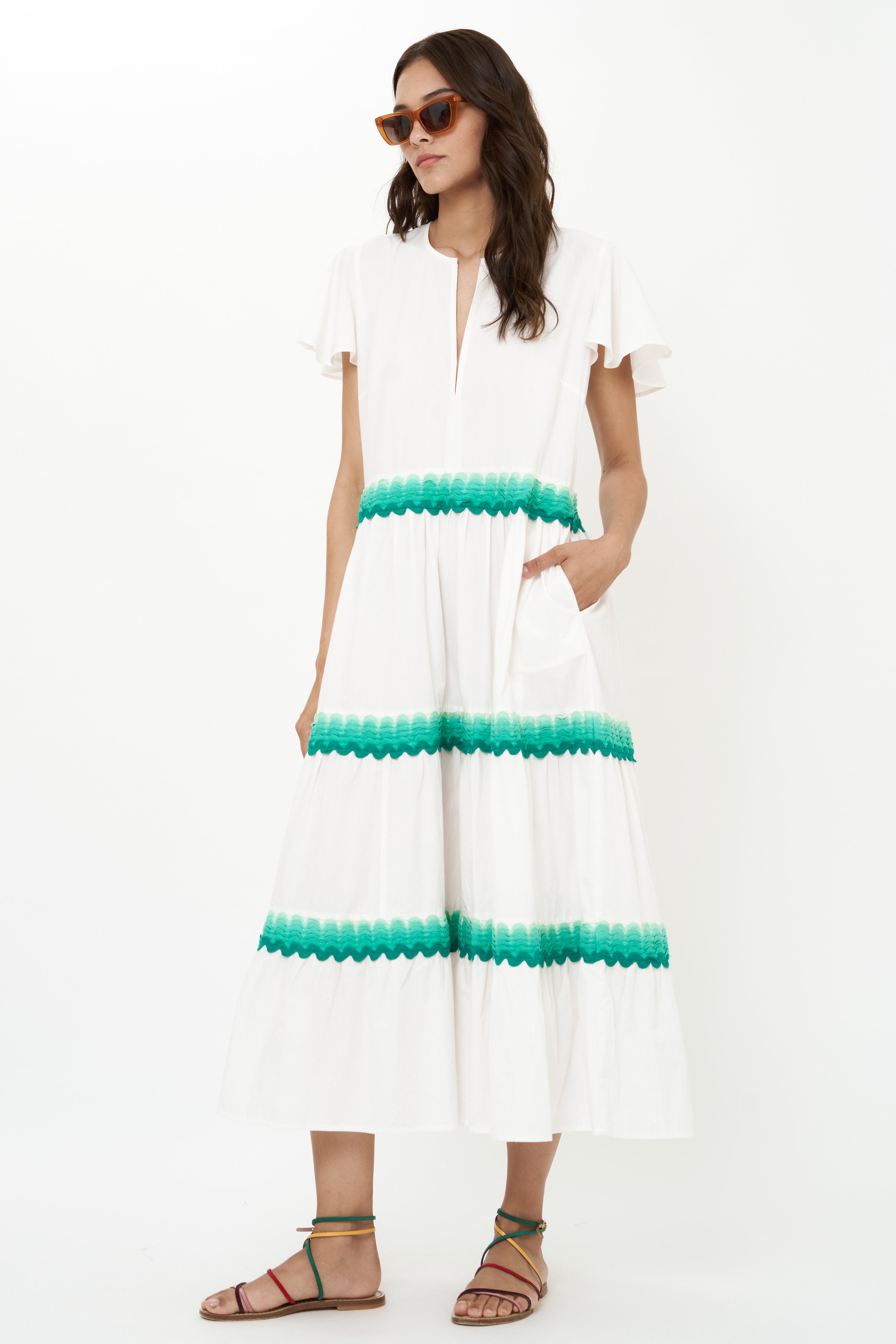 V-Neck Maxi- Pacifica Aqua