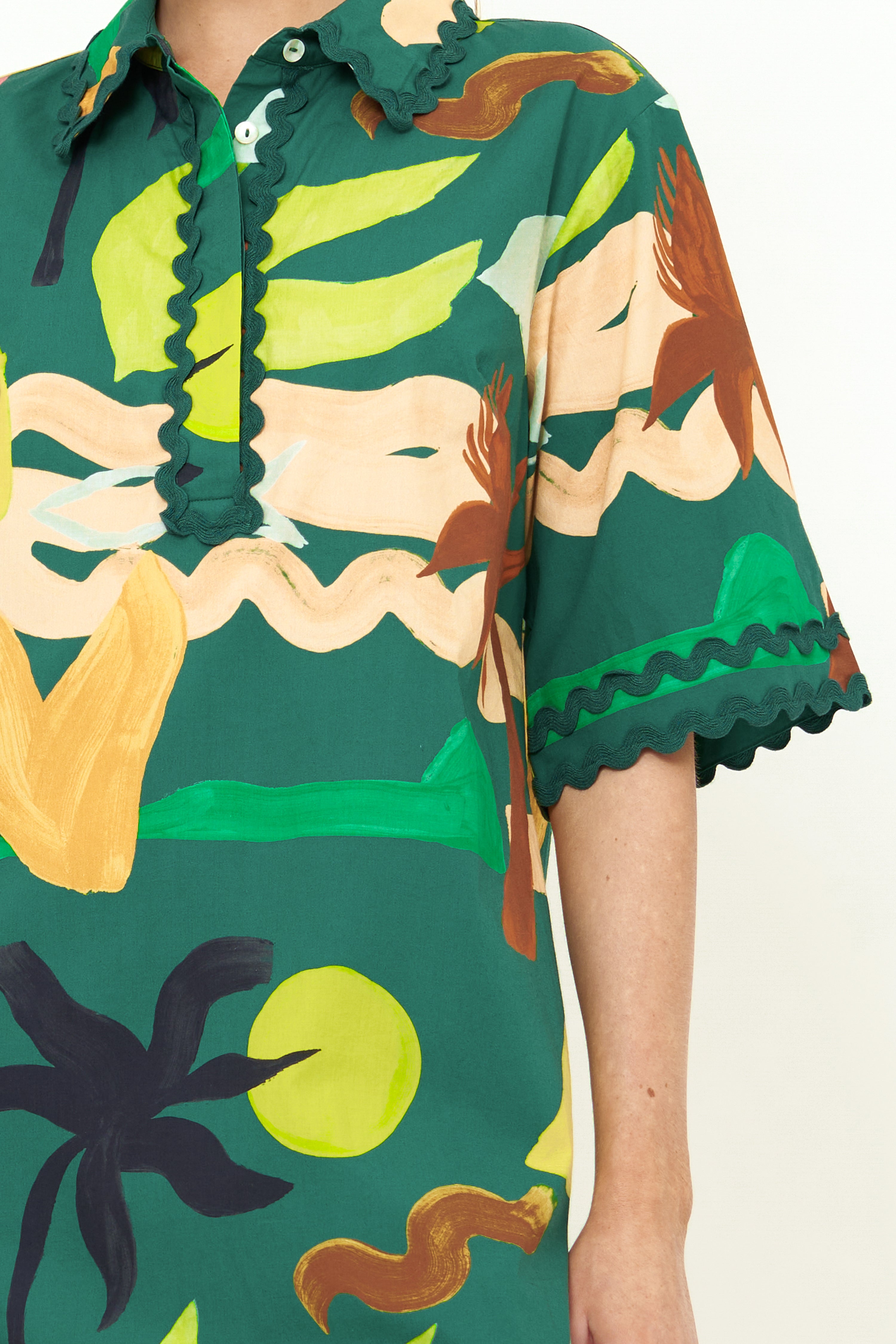 Collared Shirt Dress Mini- Paradiso Green