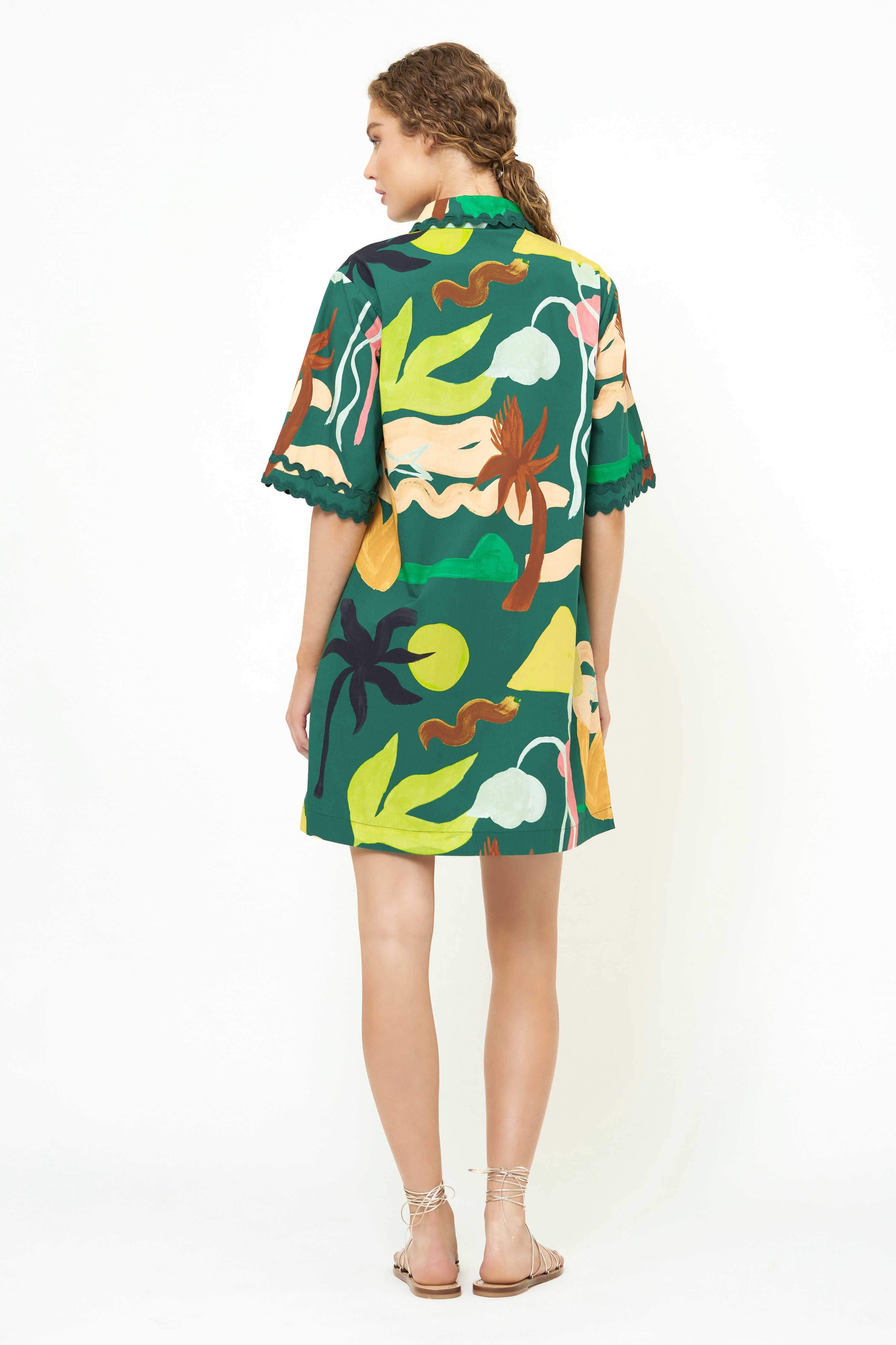 Collared Shirt Dress Mini- Paradiso Green