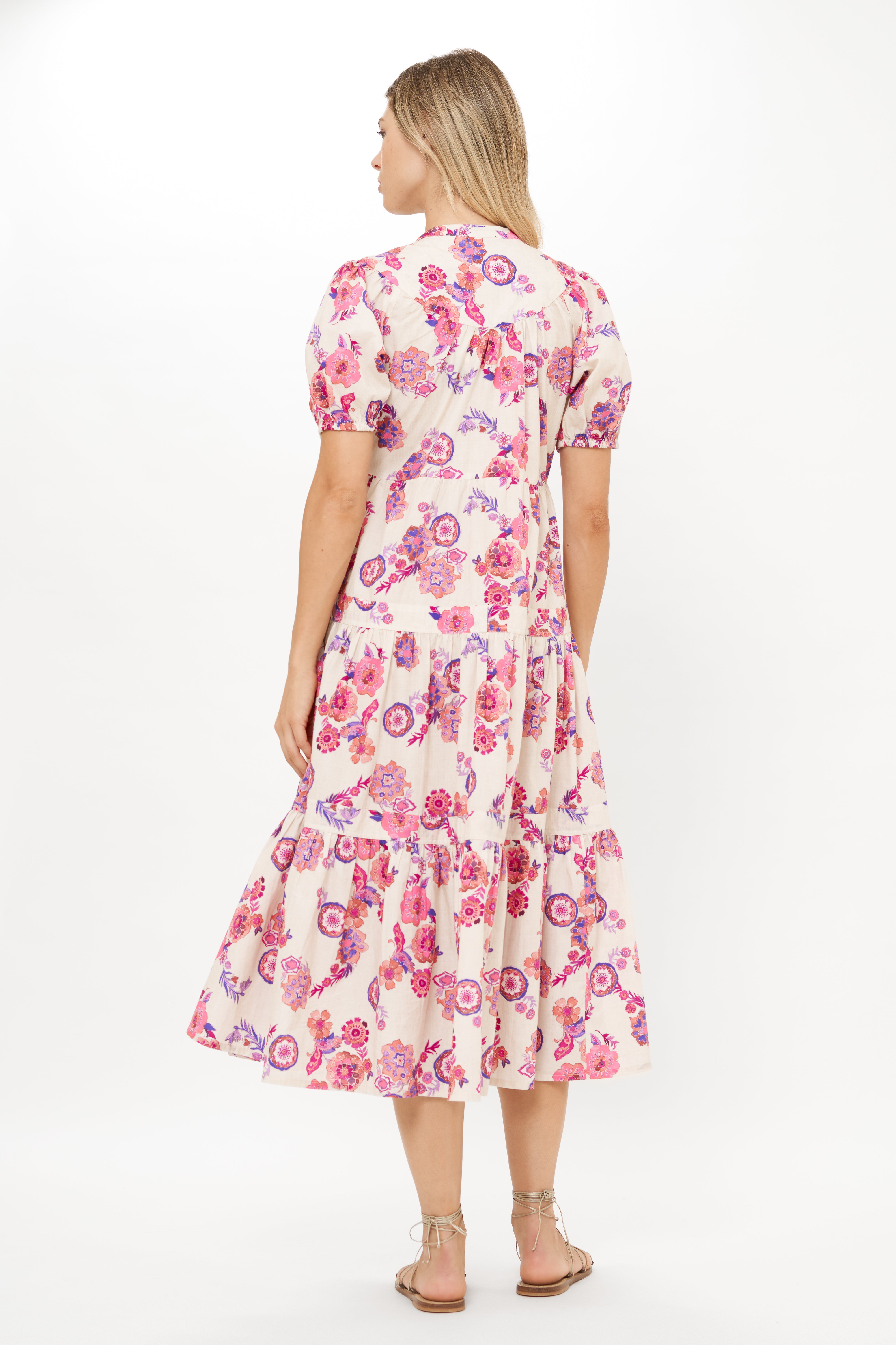 Scoop Tiered Midi- Pretoria Pink