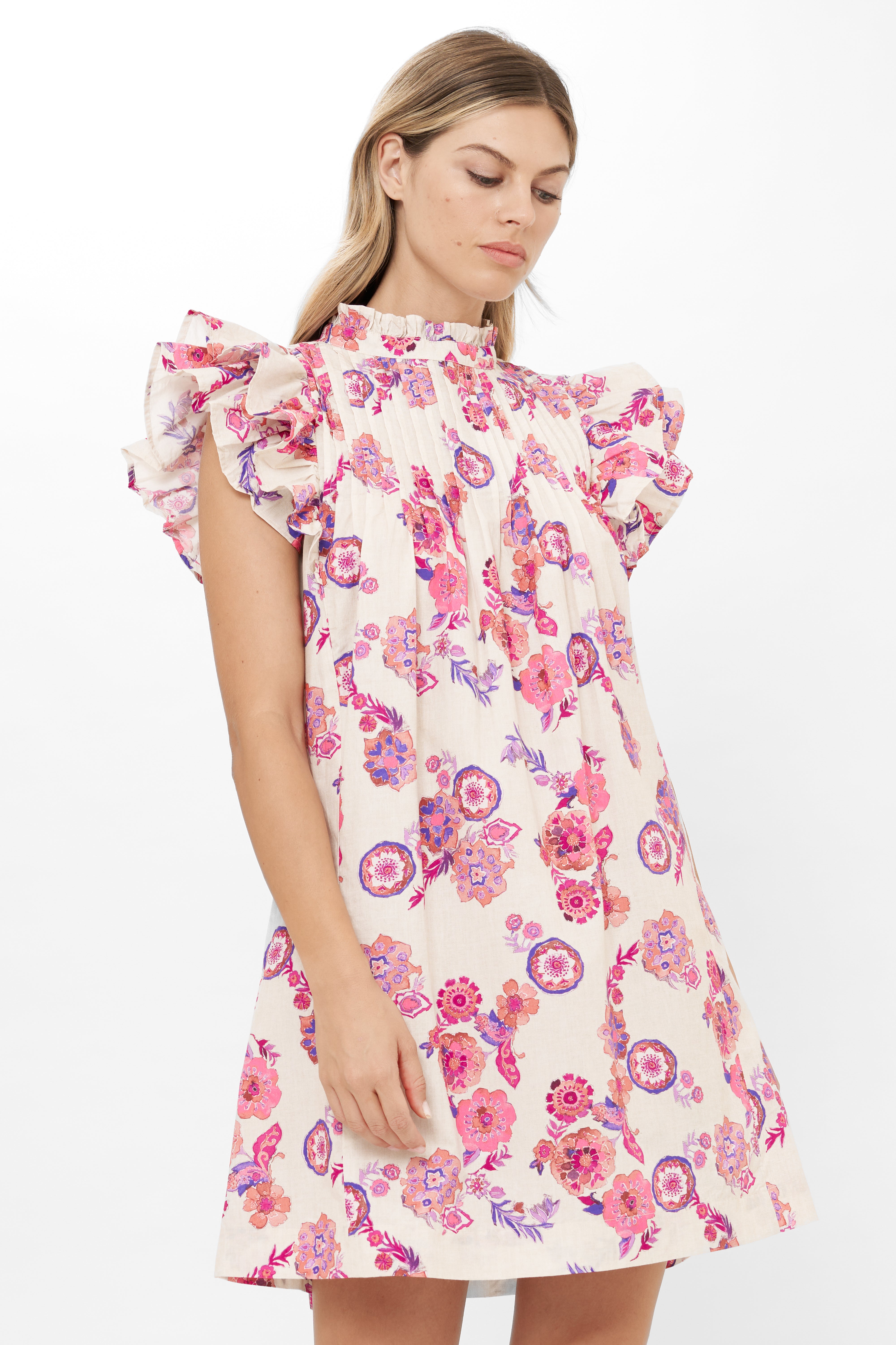 Pintuck Ruffle Mini- Pretoria Pink