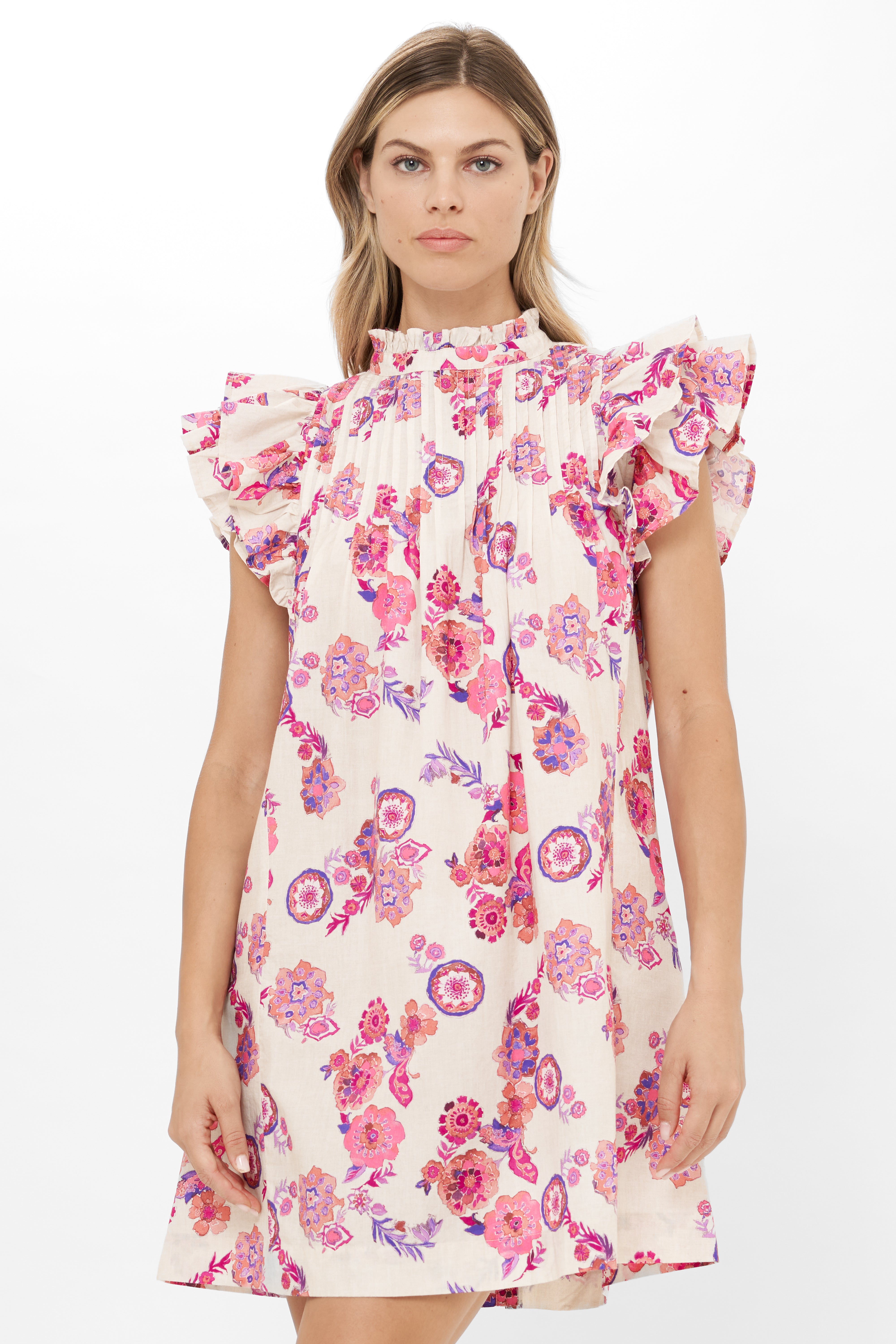 Pintuck Ruffle Mini- Pretoria Pink