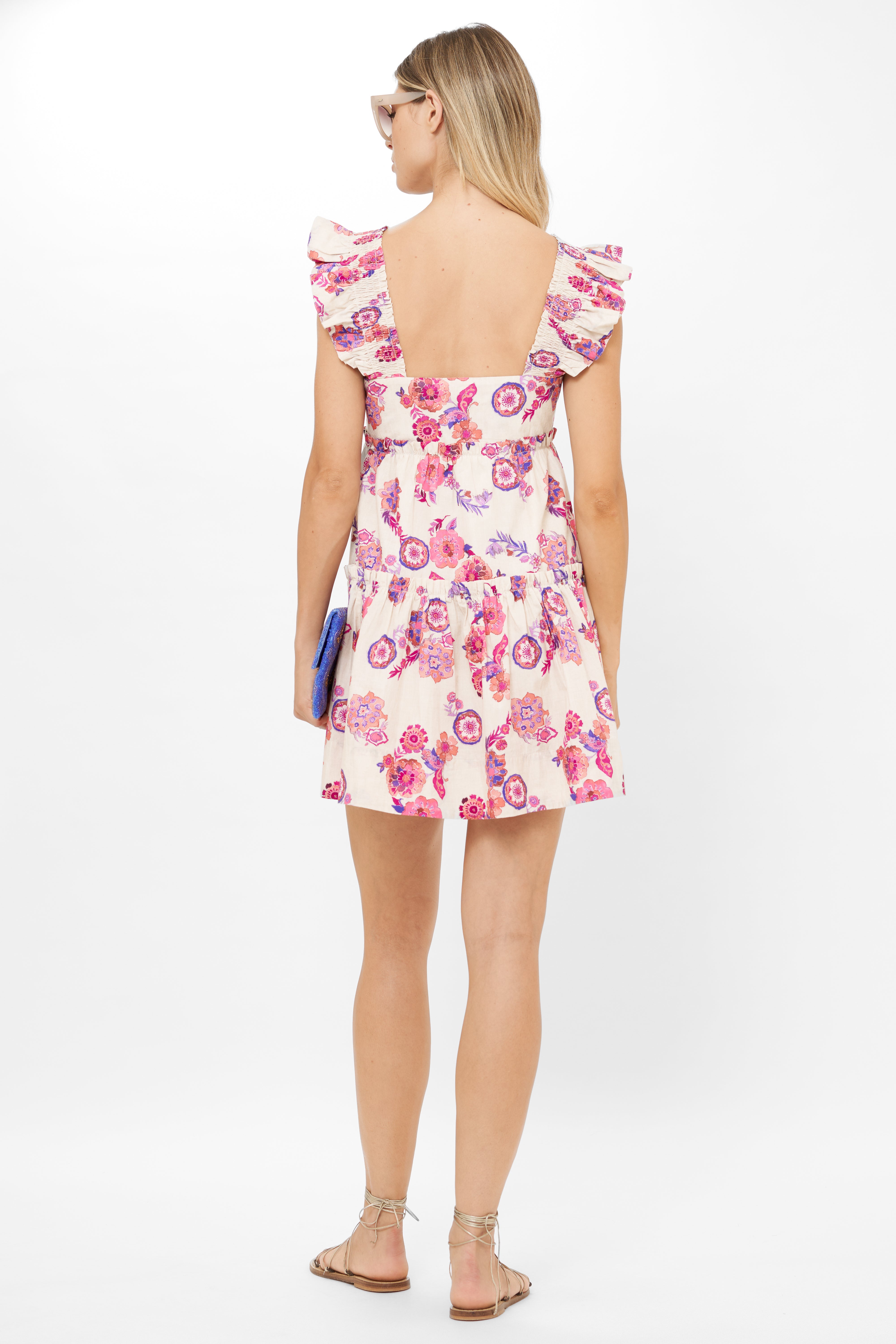 Smocked Square Neck Mini- Pretoria Pink