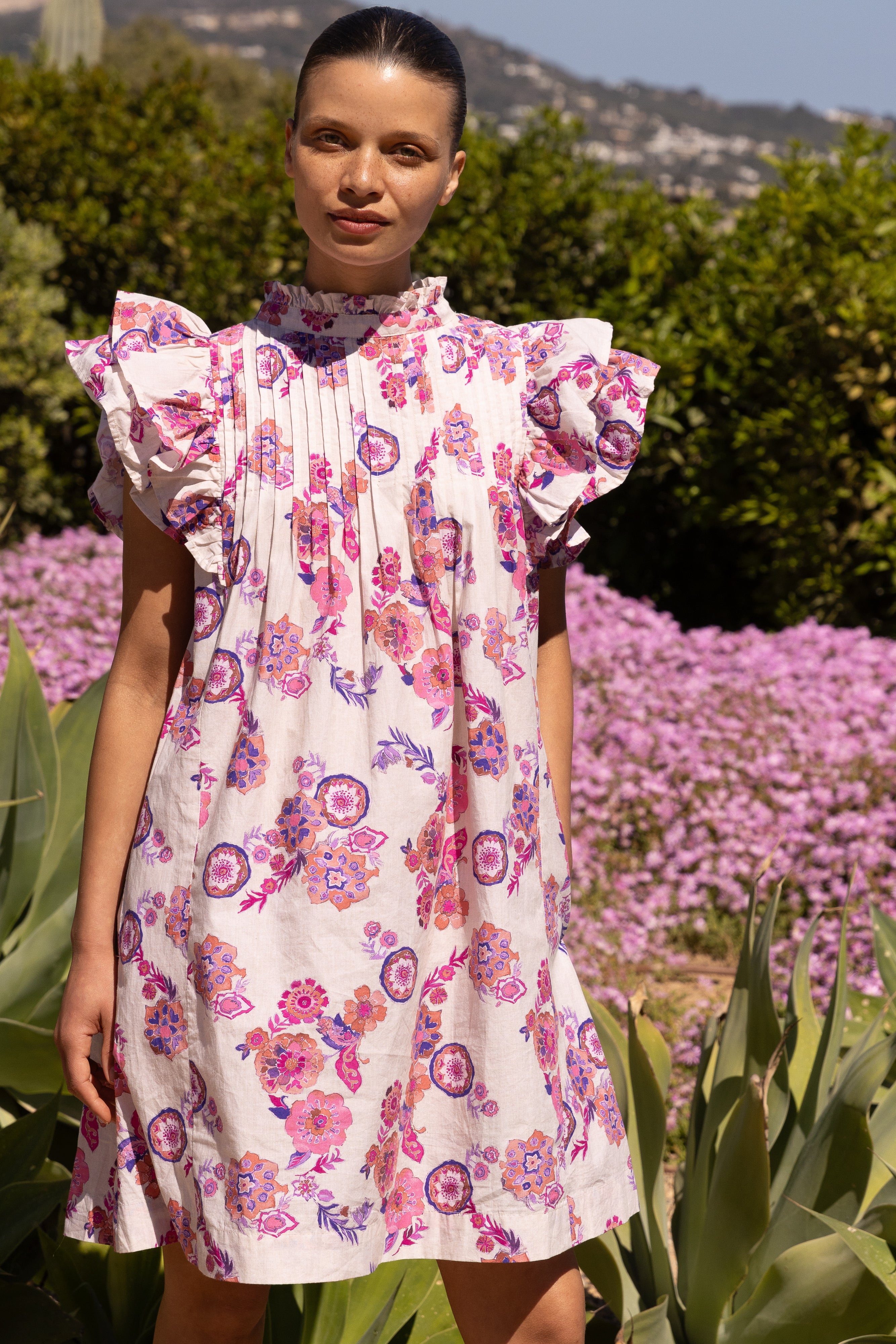 Pintuck Ruffle Mini- Pretoria Pink