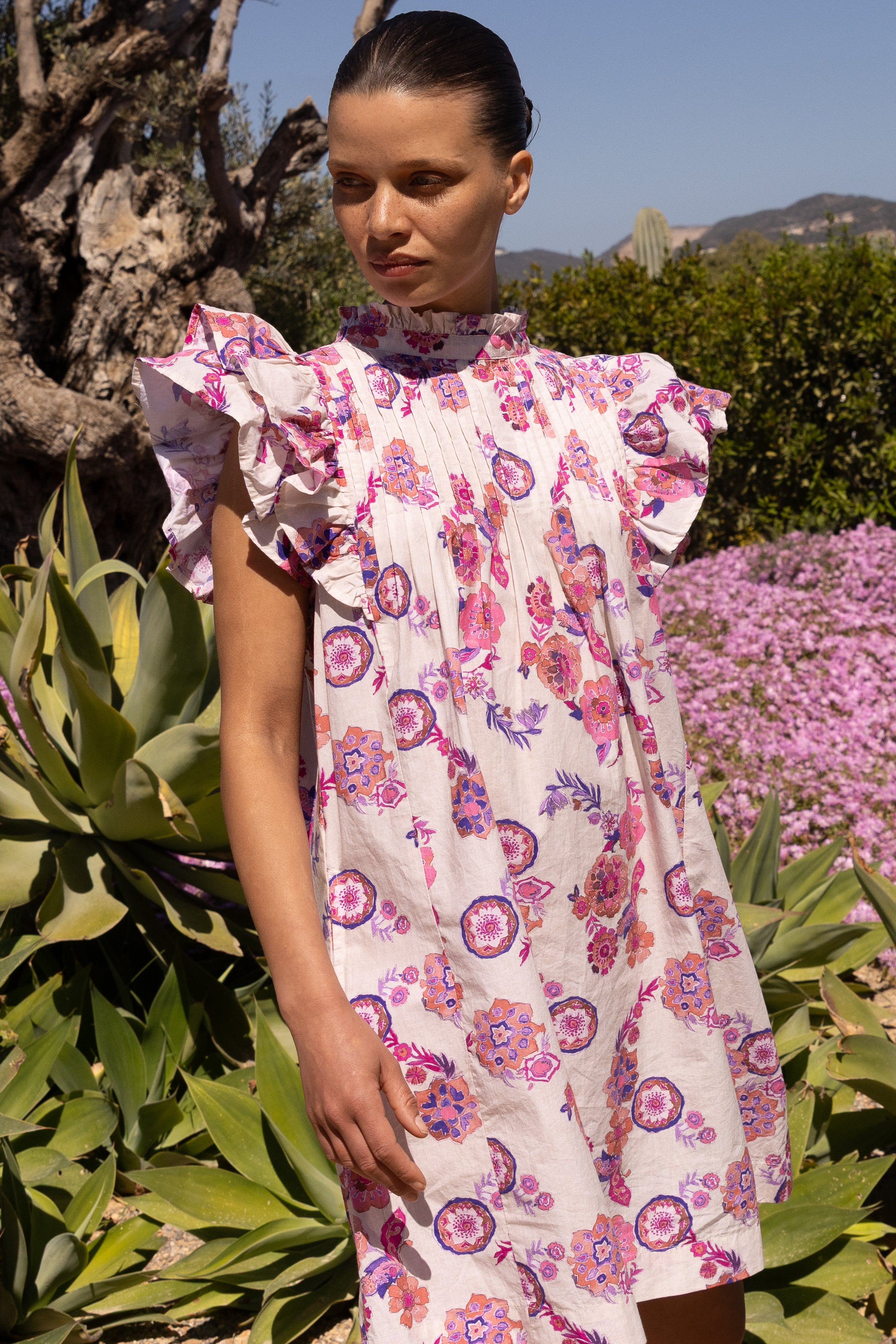 Pintuck Ruffle Mini- Pretoria Pink