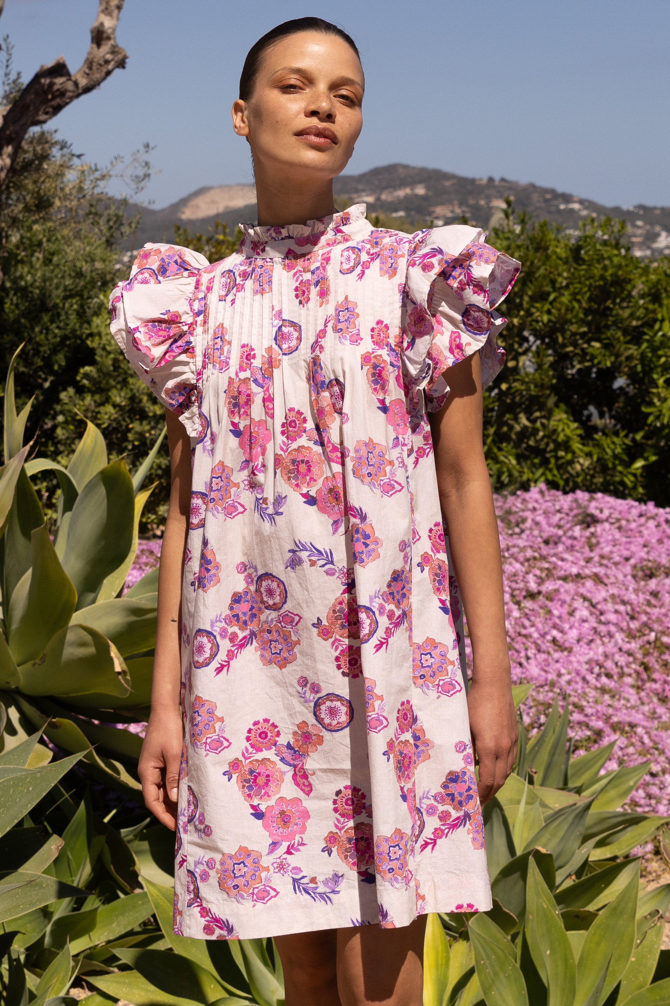 Pintuck Ruffle Mini- Pretoria Pink