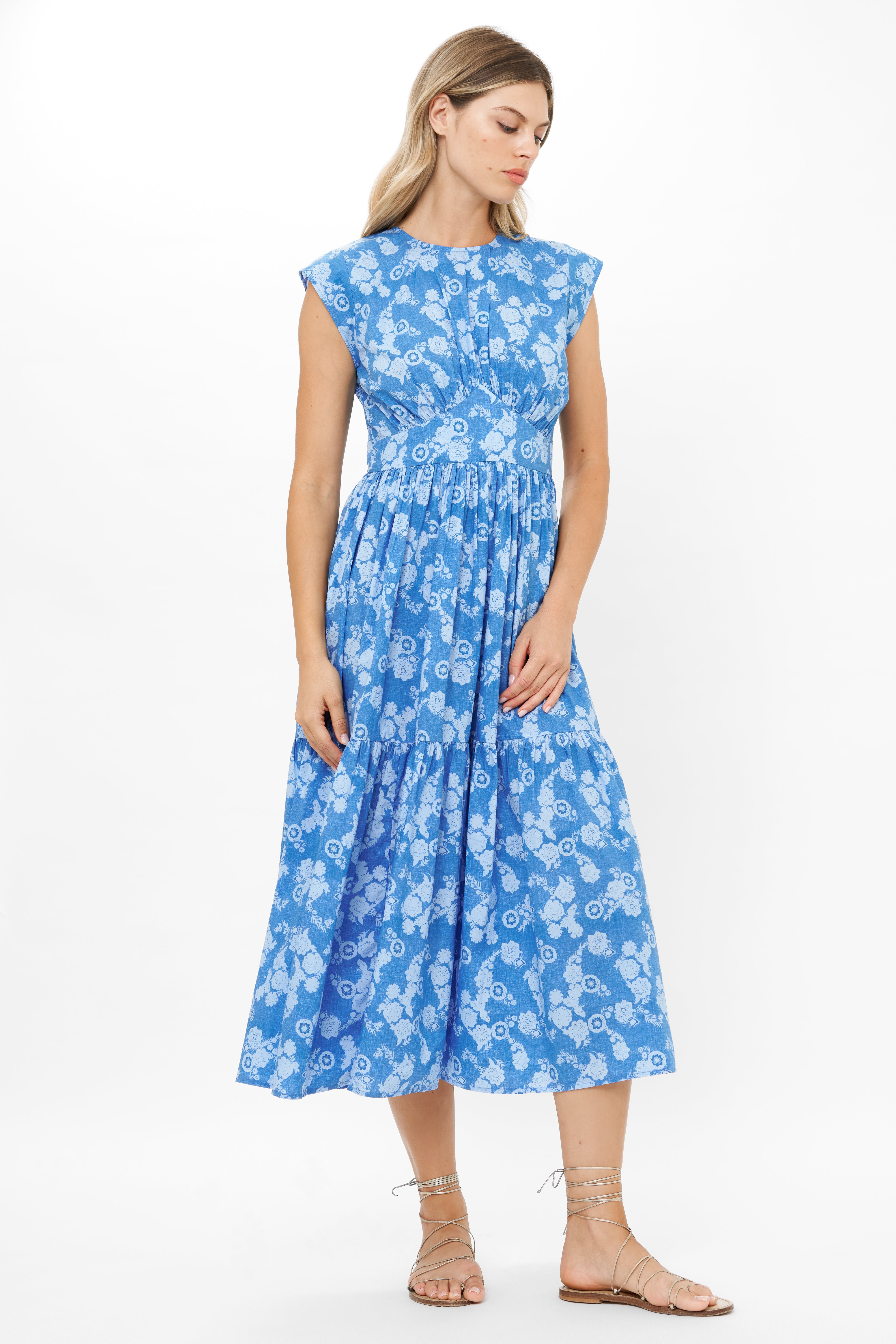 Cap Sleeve Midi- Pretoria Navy