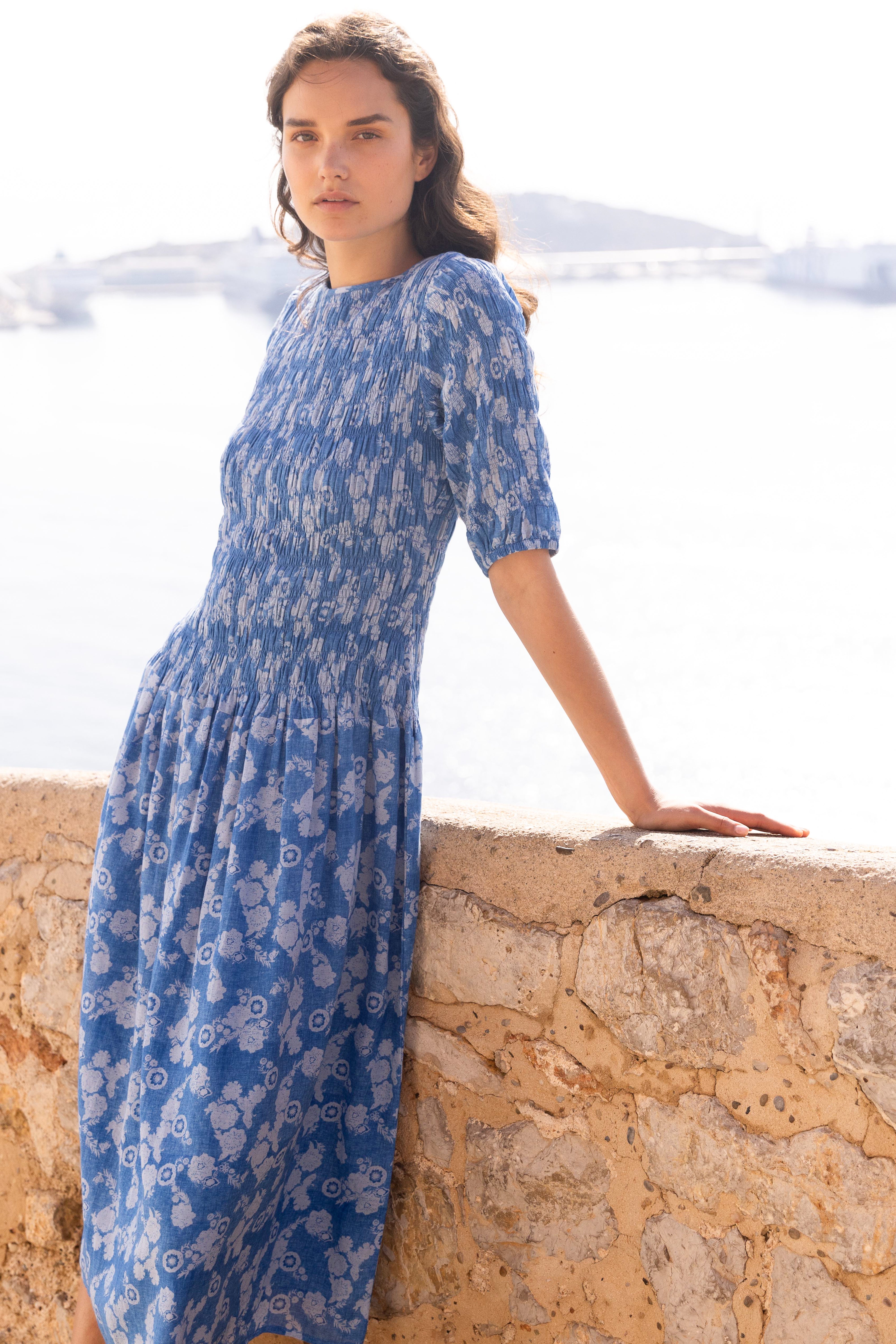 Smocked Drop Waist Maxi- Pretoria Navy