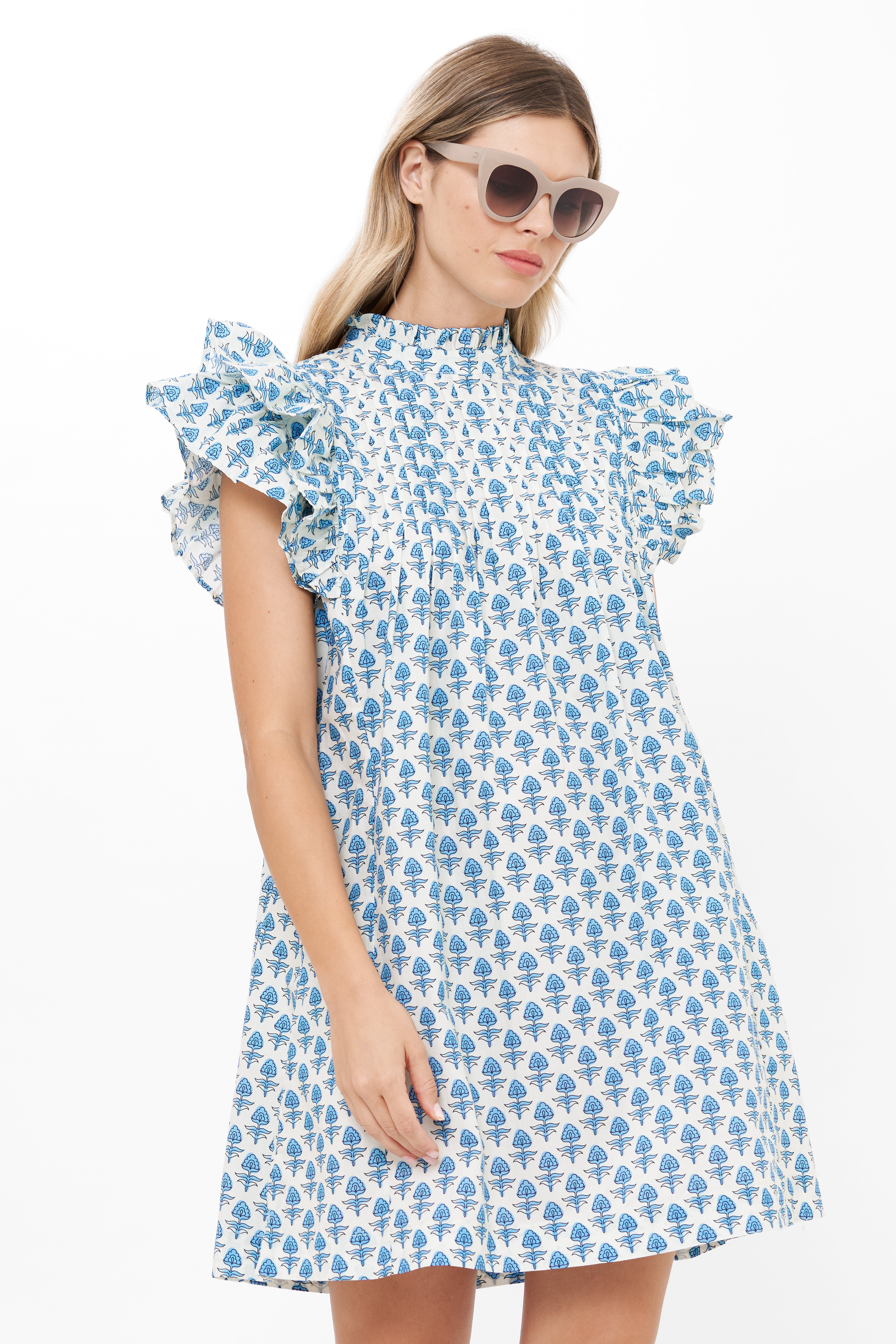 Pintuck Ruffle Mini- Provence Blue