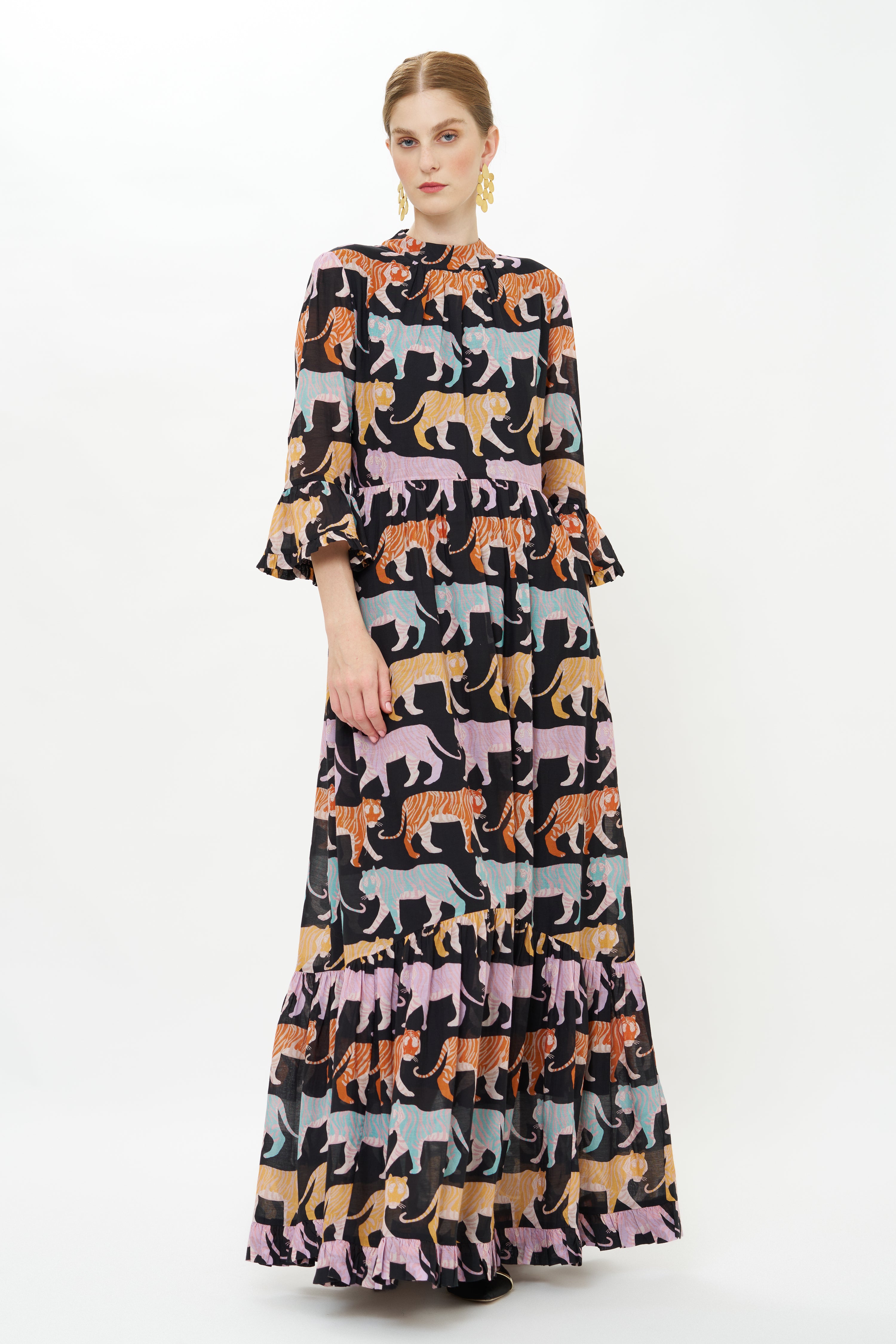 High Neck Bell Maxi- Raj Black