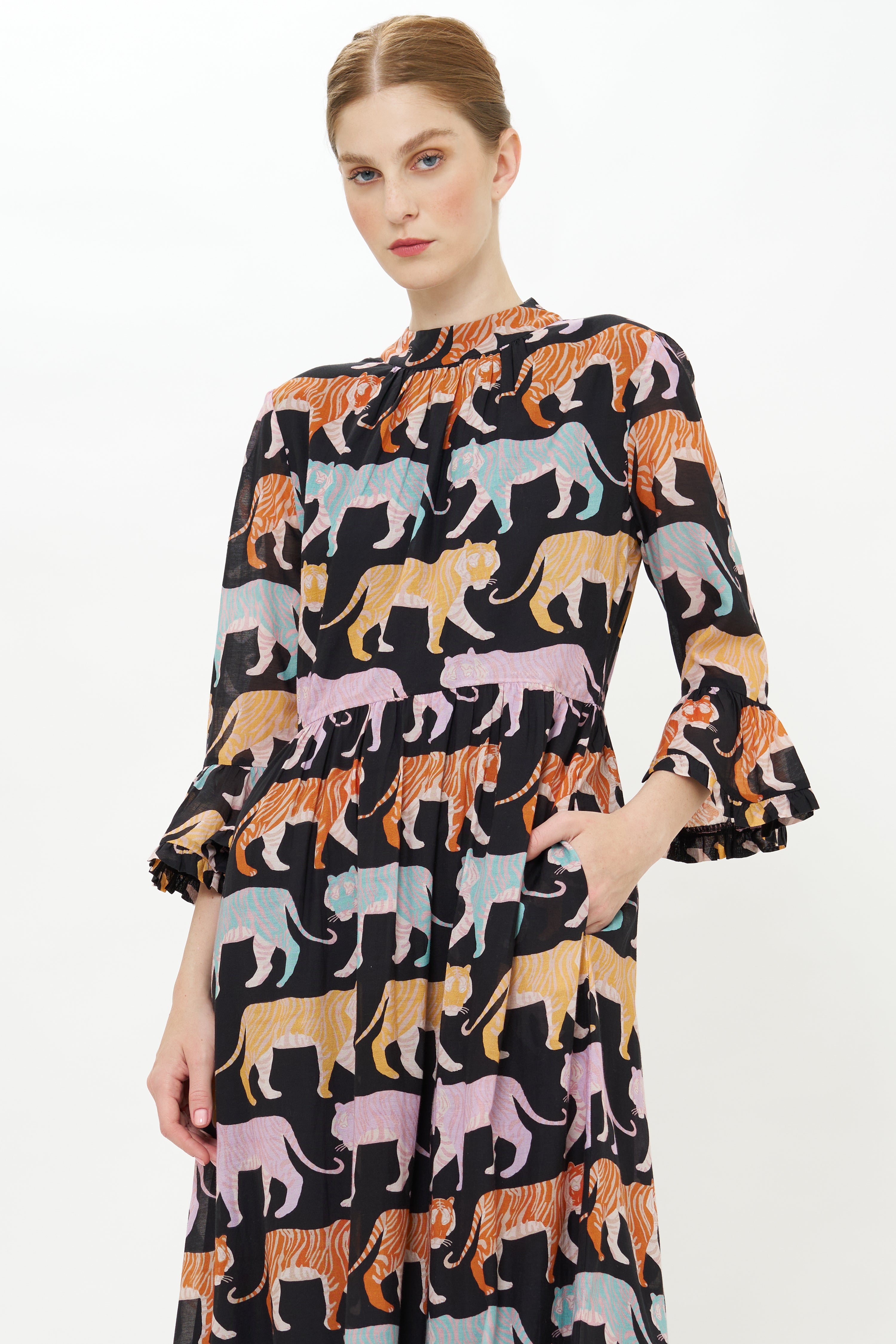 High Neck Bell Maxi- Raj Black