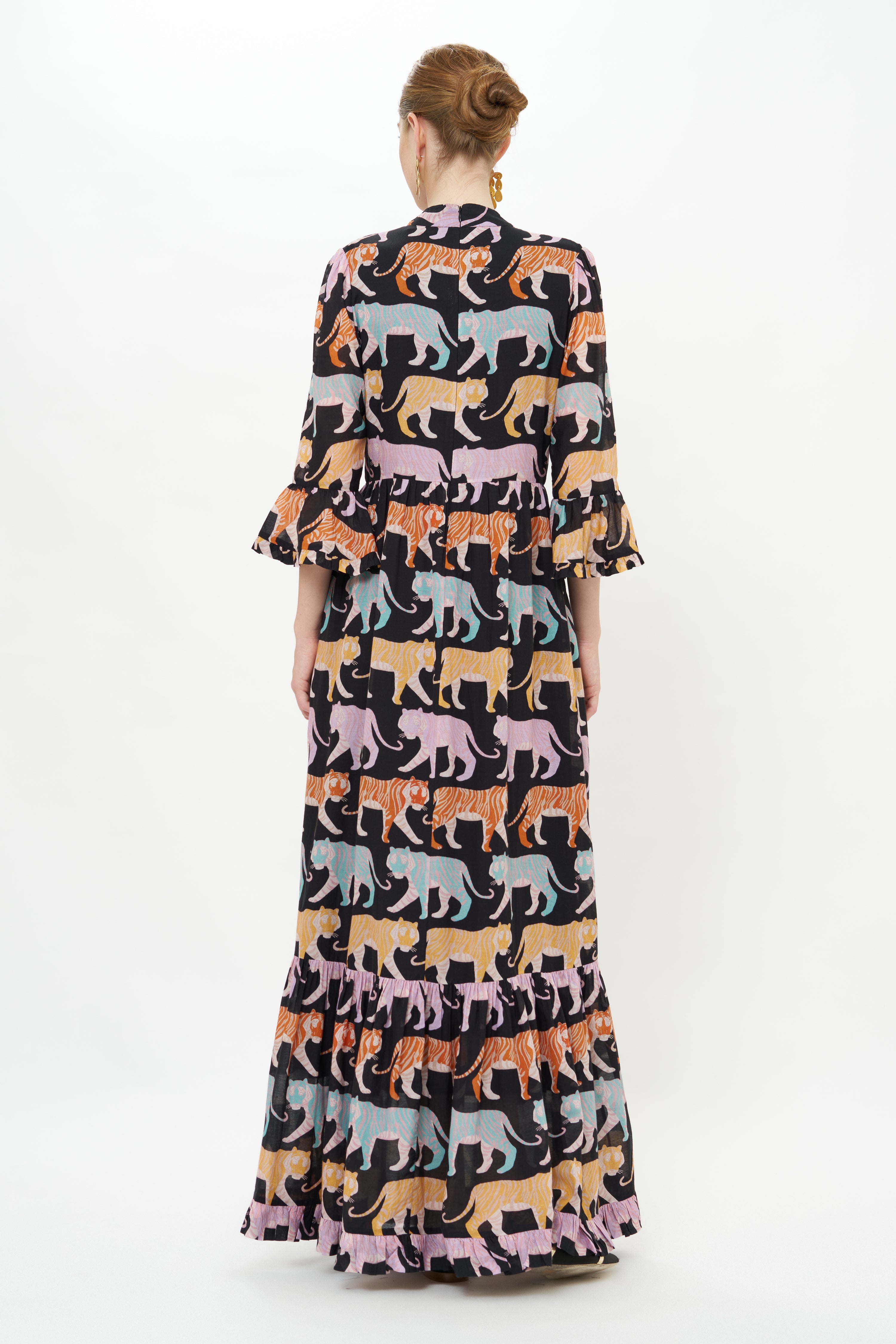 High Neck Bell Maxi- Raj Black