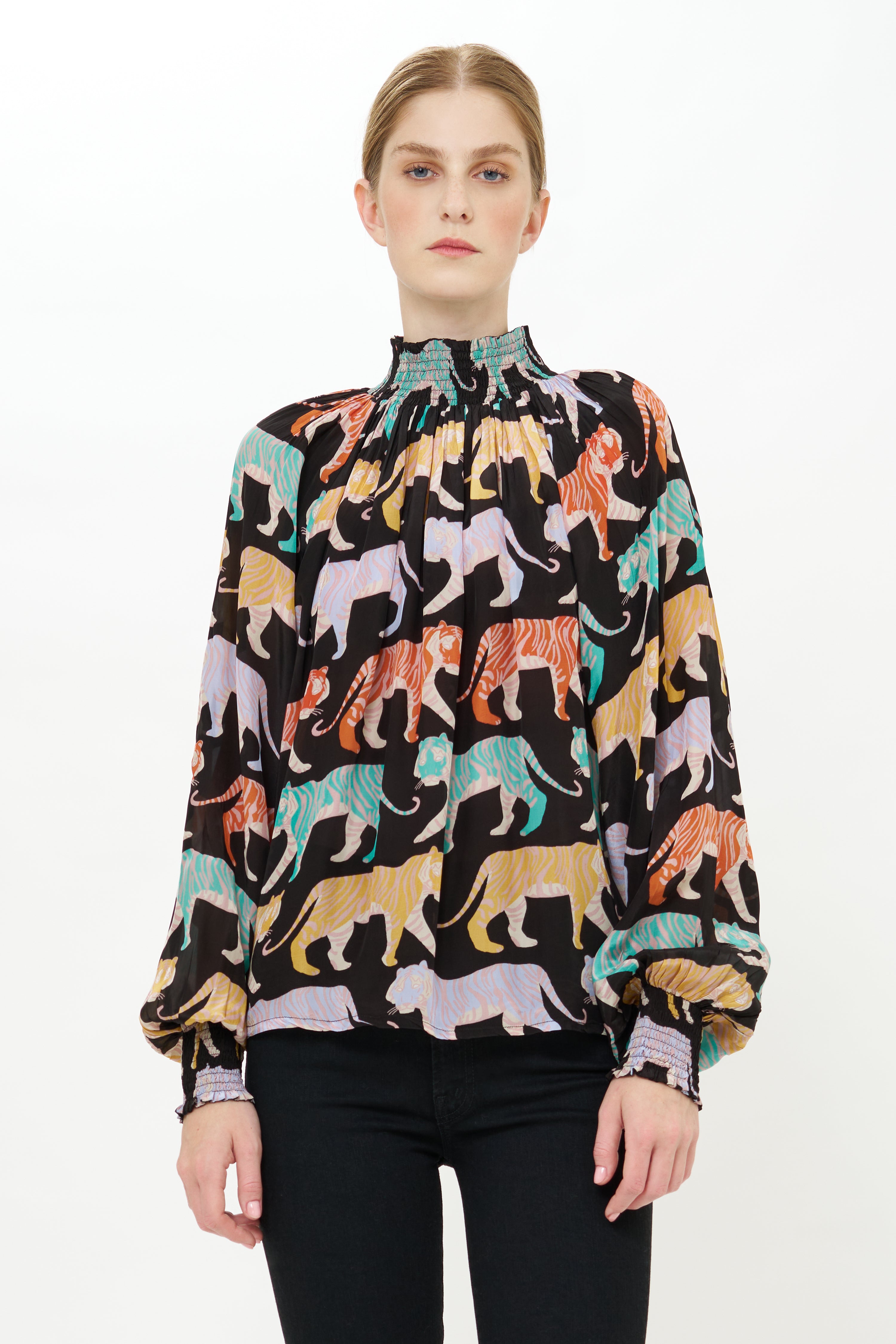 High Neck Blouse- Raj Black