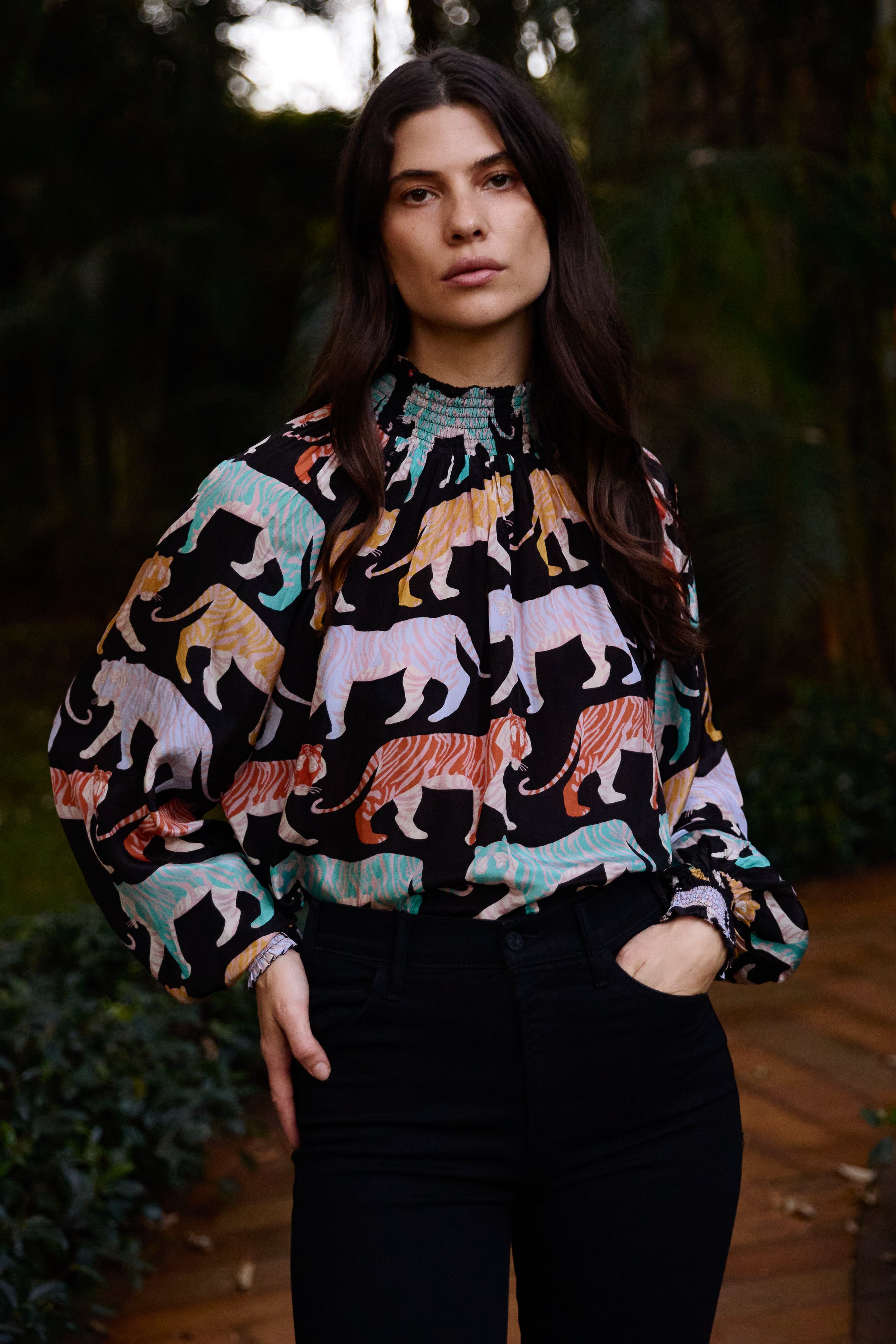 High Neck Blouse- Raj Black