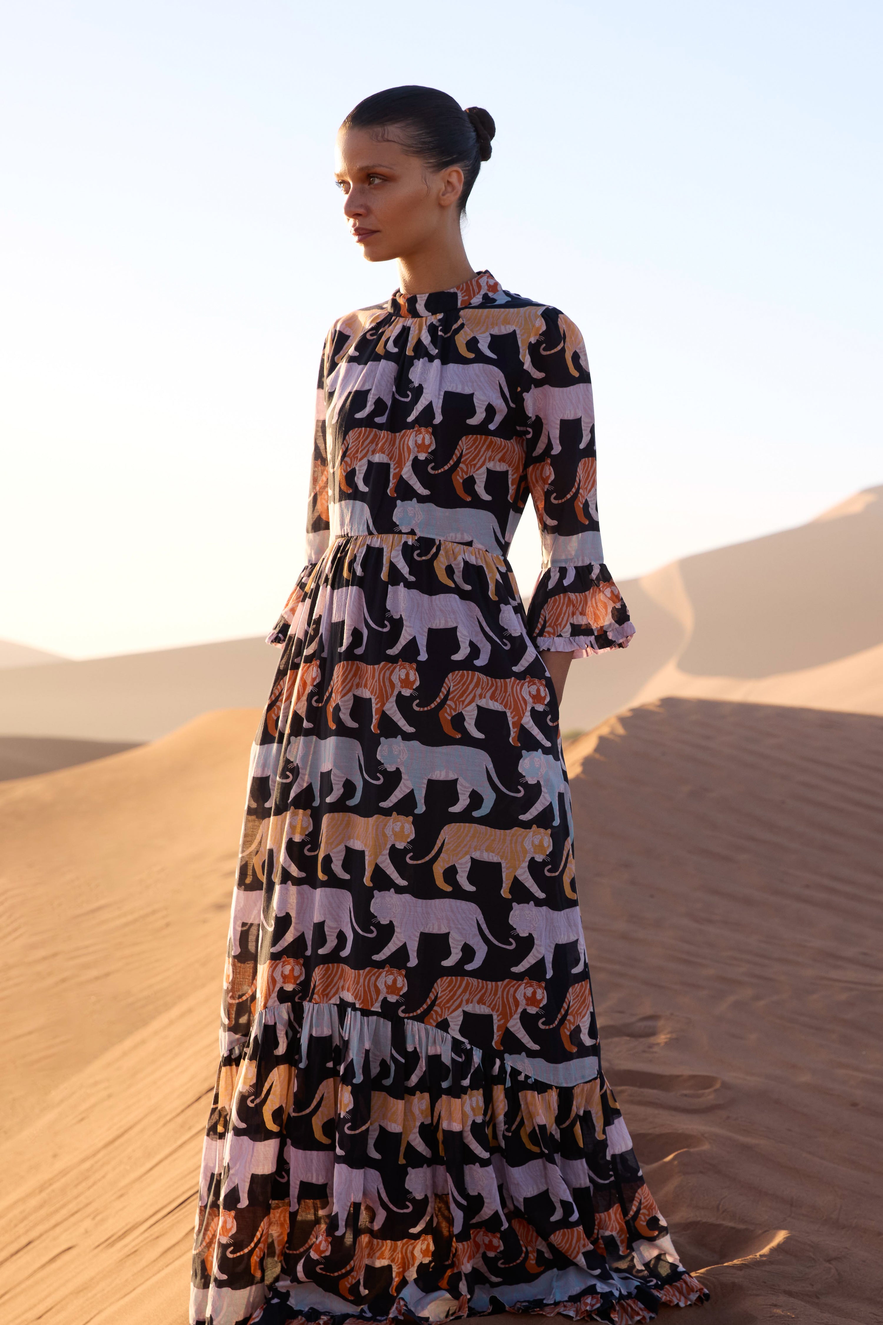High Neck Bell Maxi- Raj Black