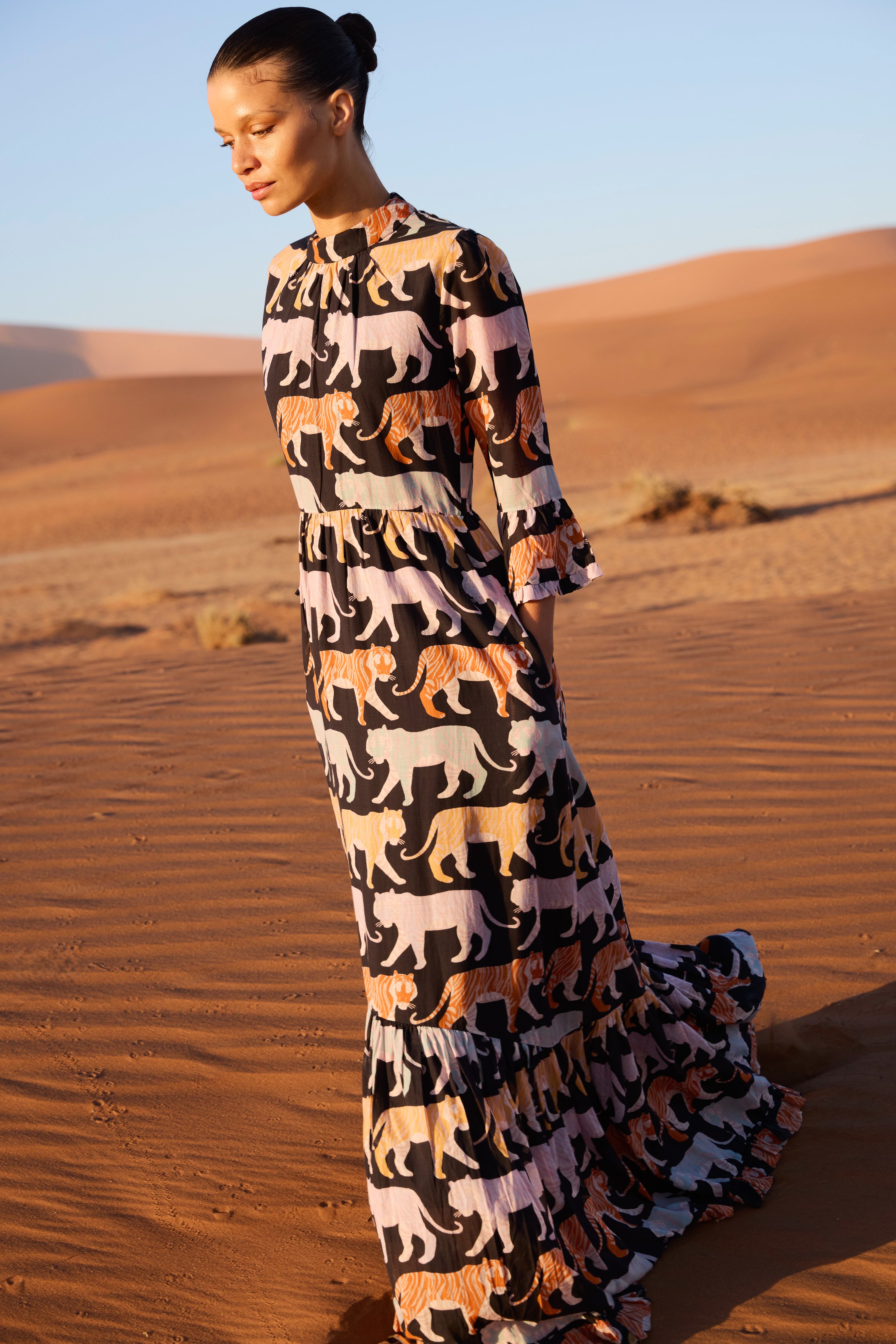 High Neck Bell Maxi- Raj Black