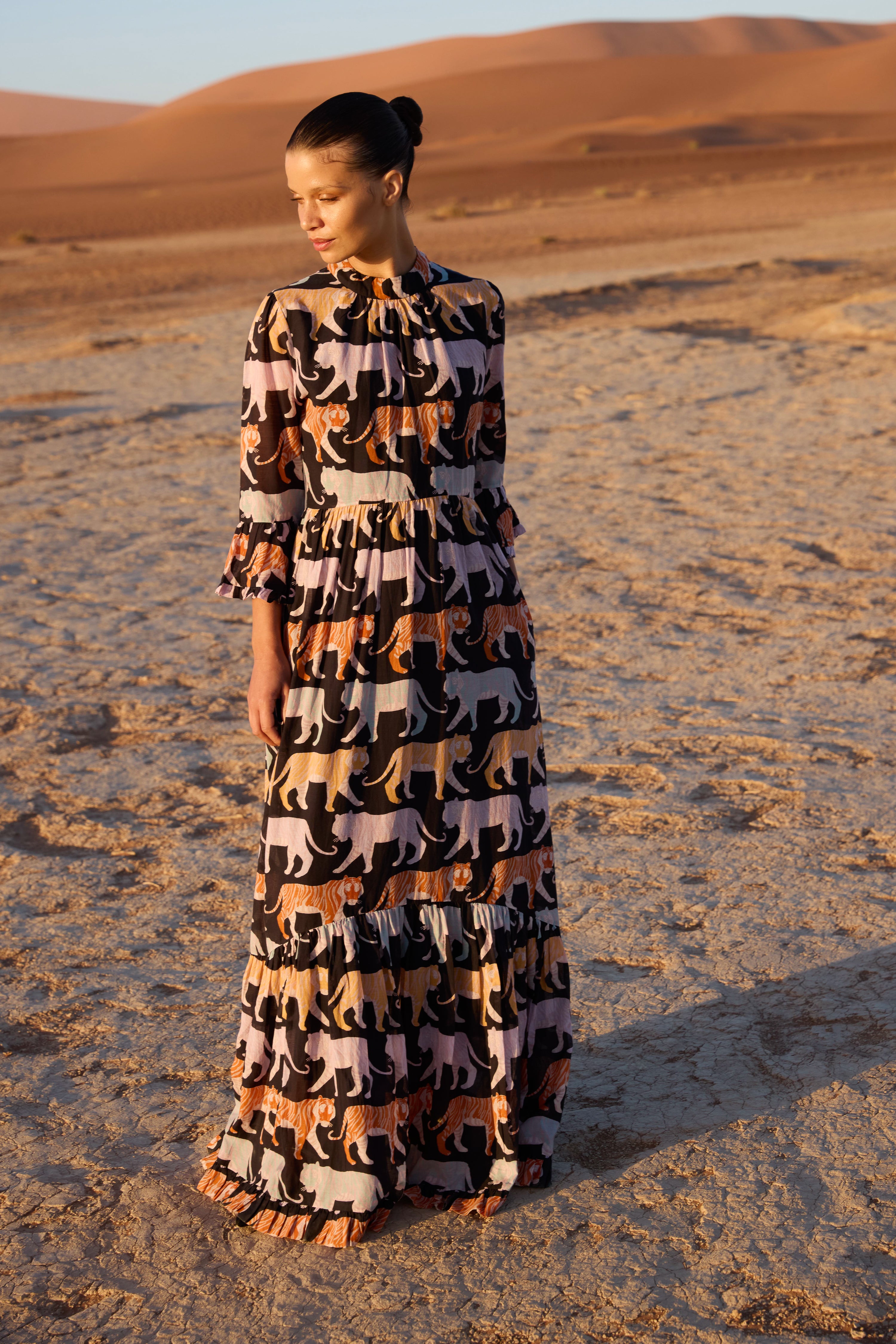 High Neck Bell Maxi- Raj Black