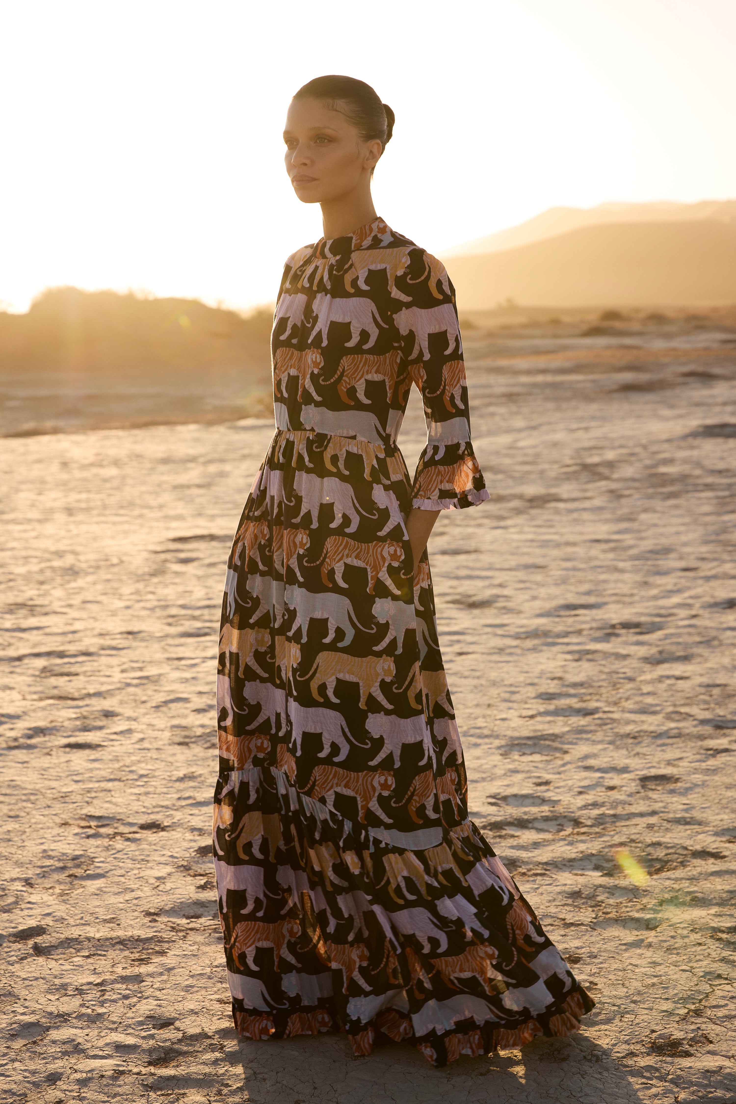 High Neck Bell Maxi- Raj Black