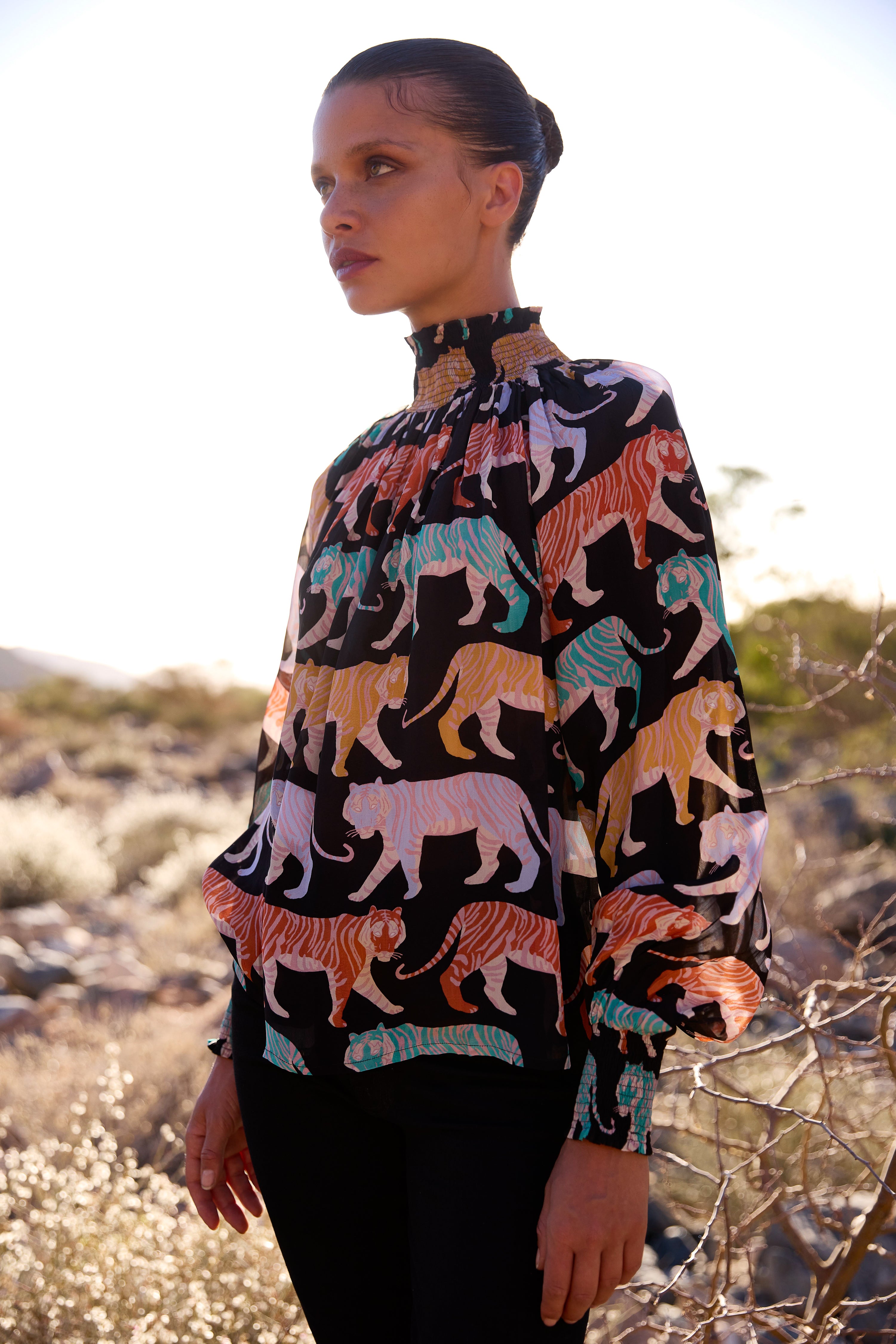 High Neck Blouse- Raj Black