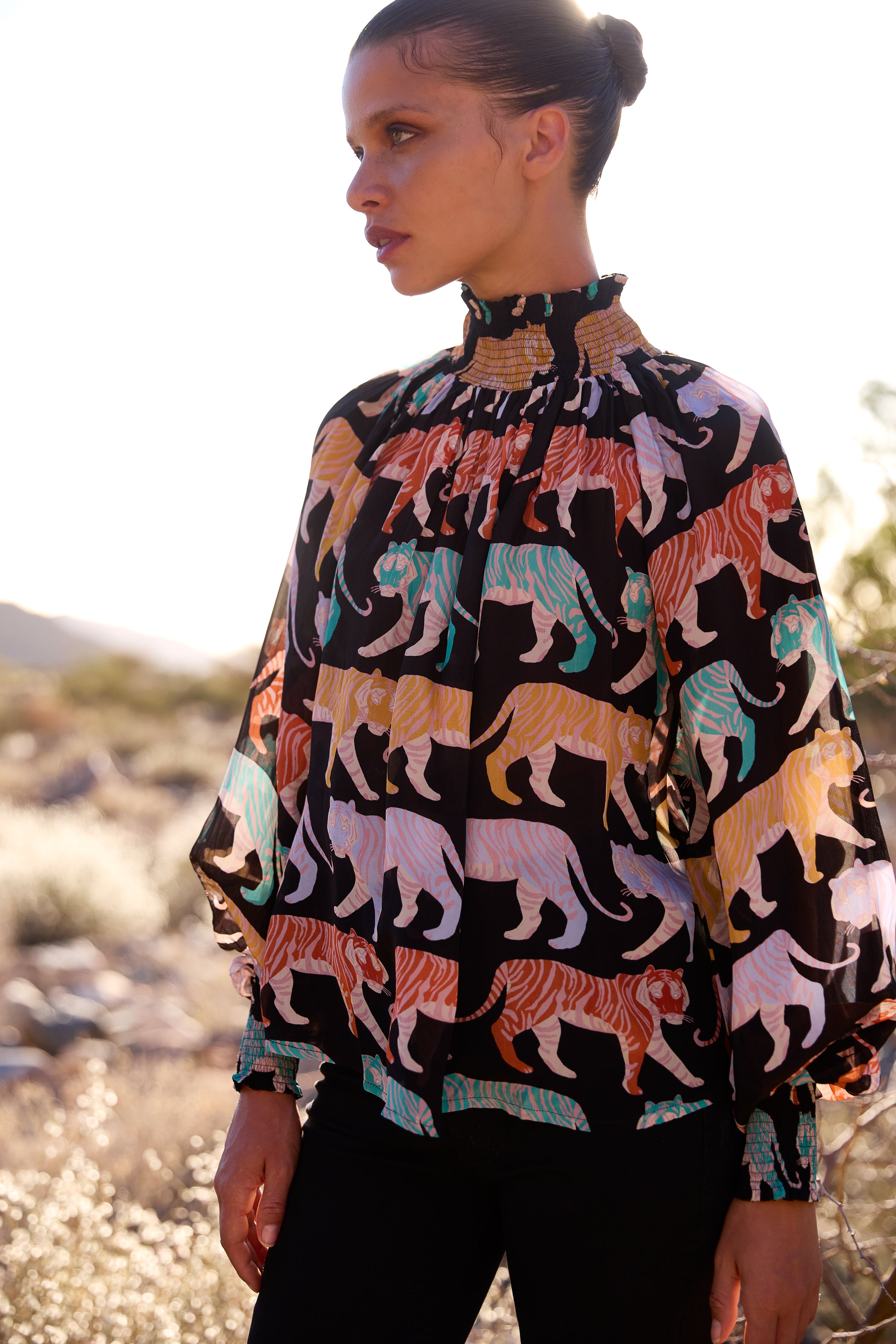 High Neck Blouse- Raj Black