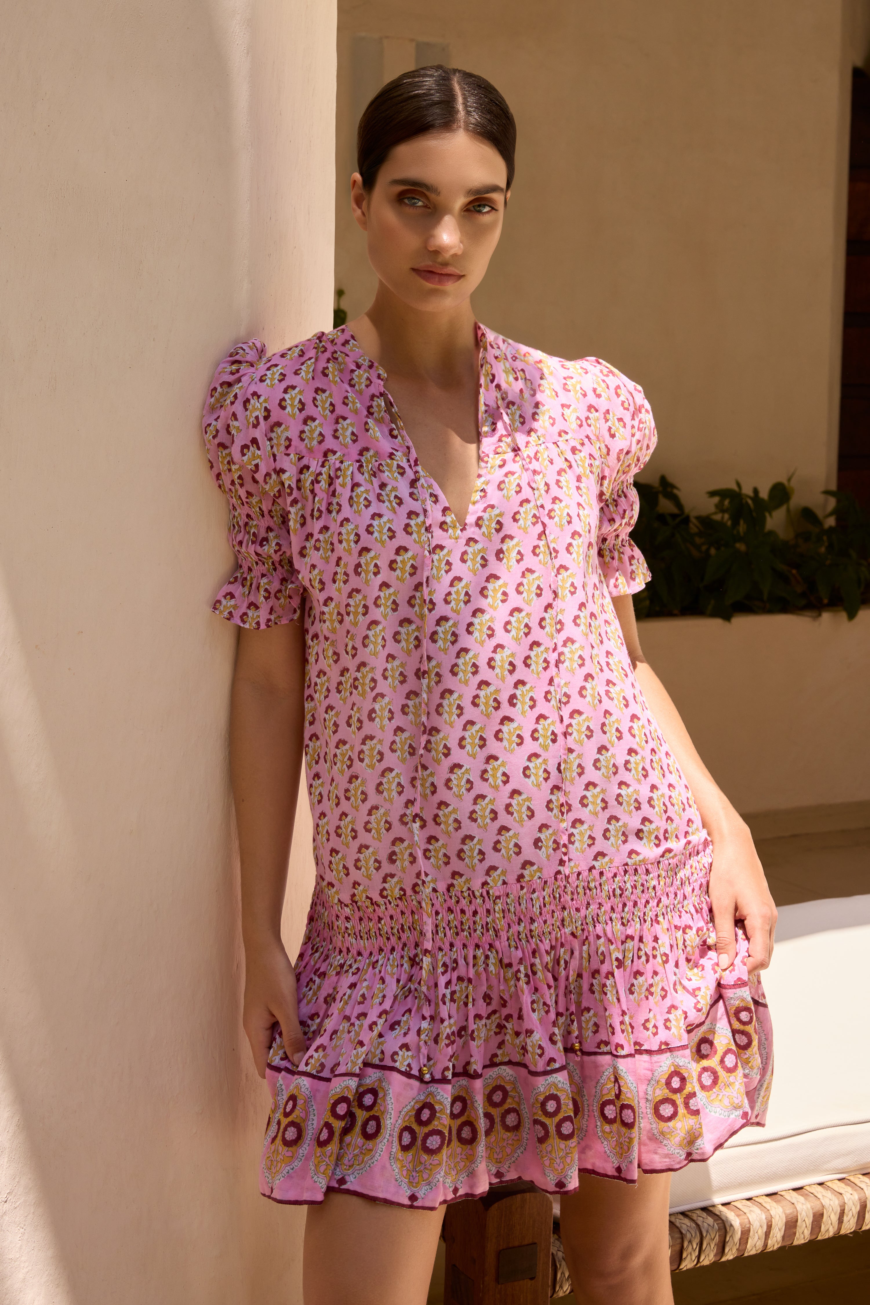 Smocked Drop Mini- Riad Rhubarb