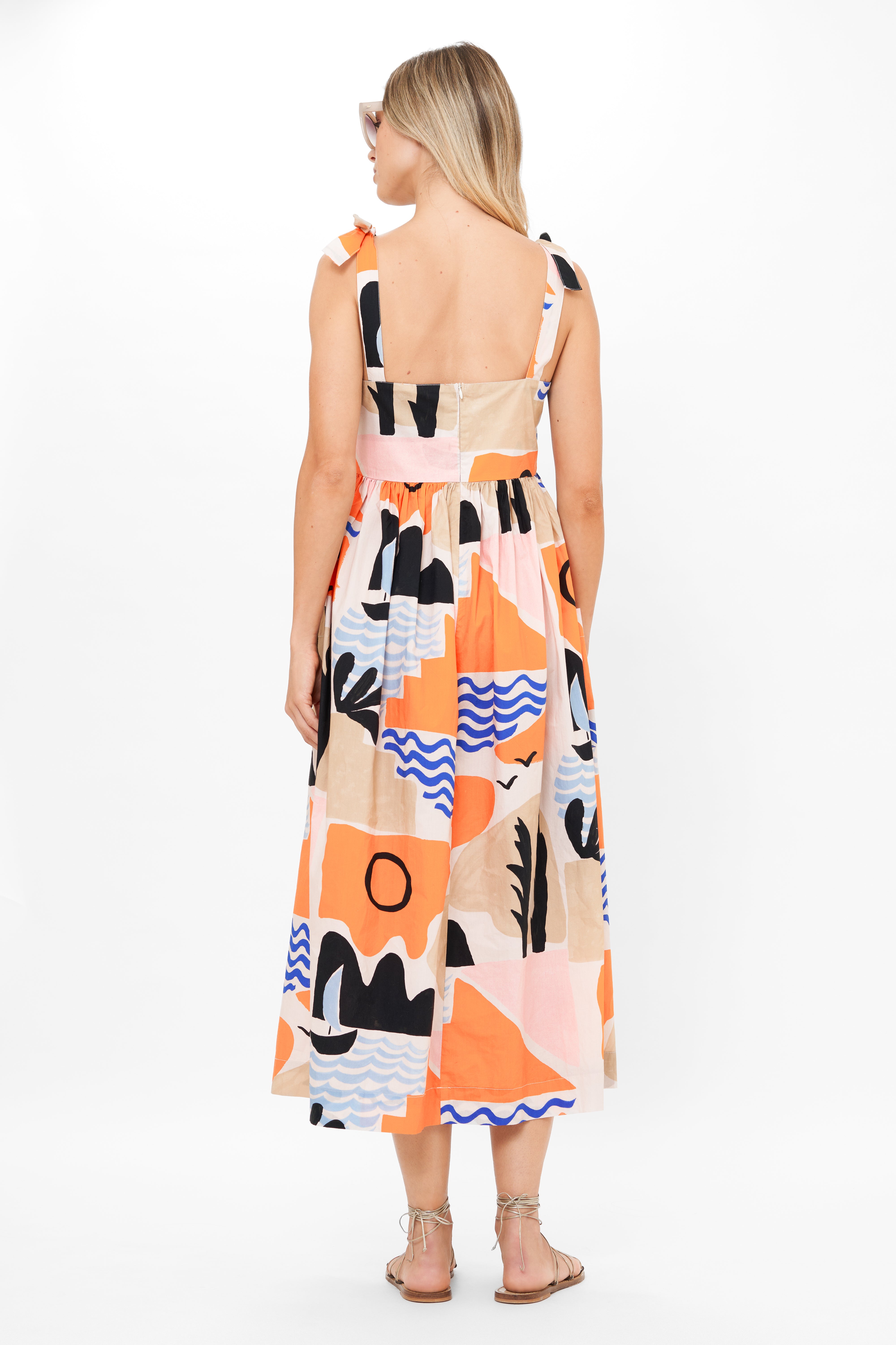 Tie Strap Pocket Midi- Riviera Orange