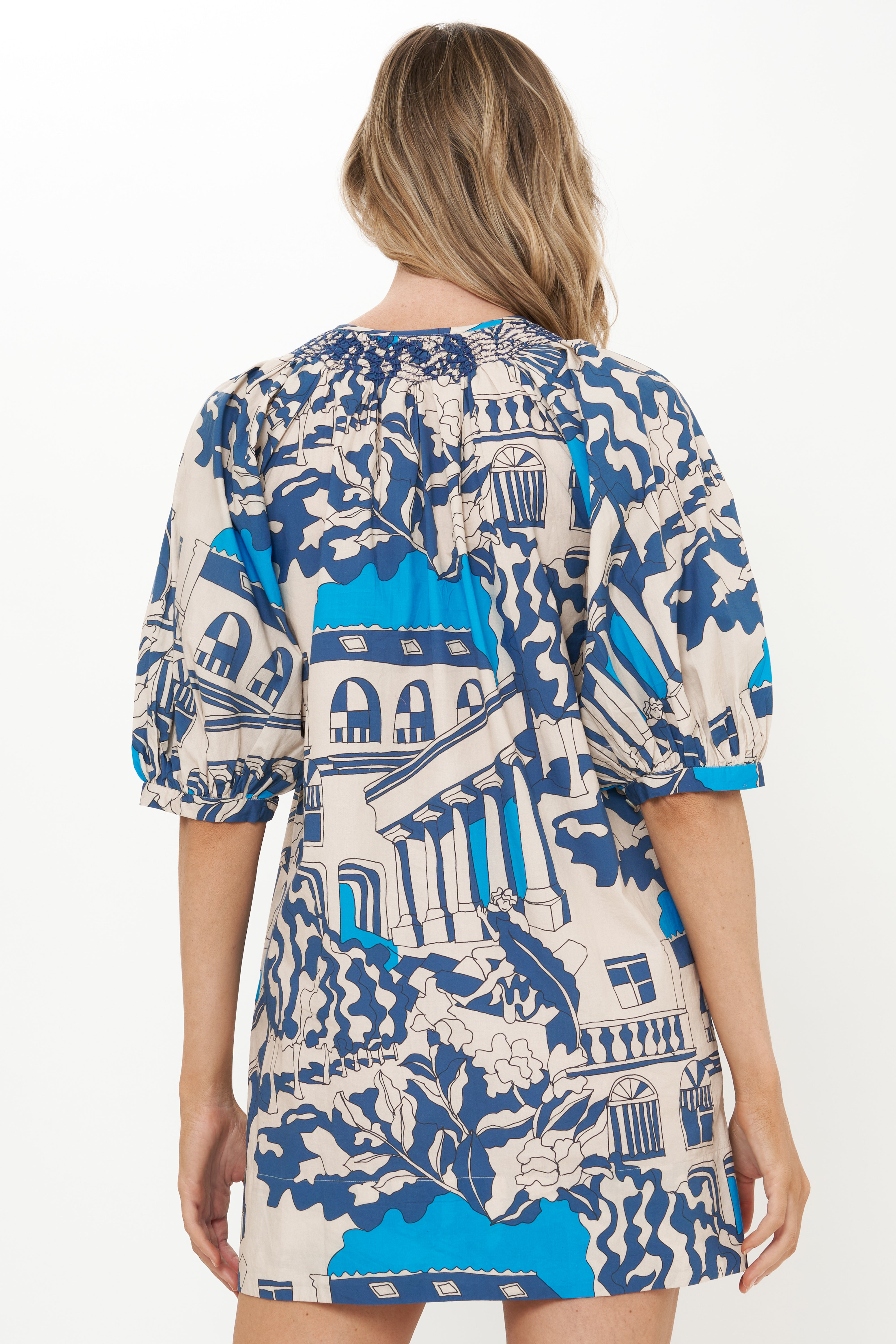 Embroidered Button Mini- Roma Blue