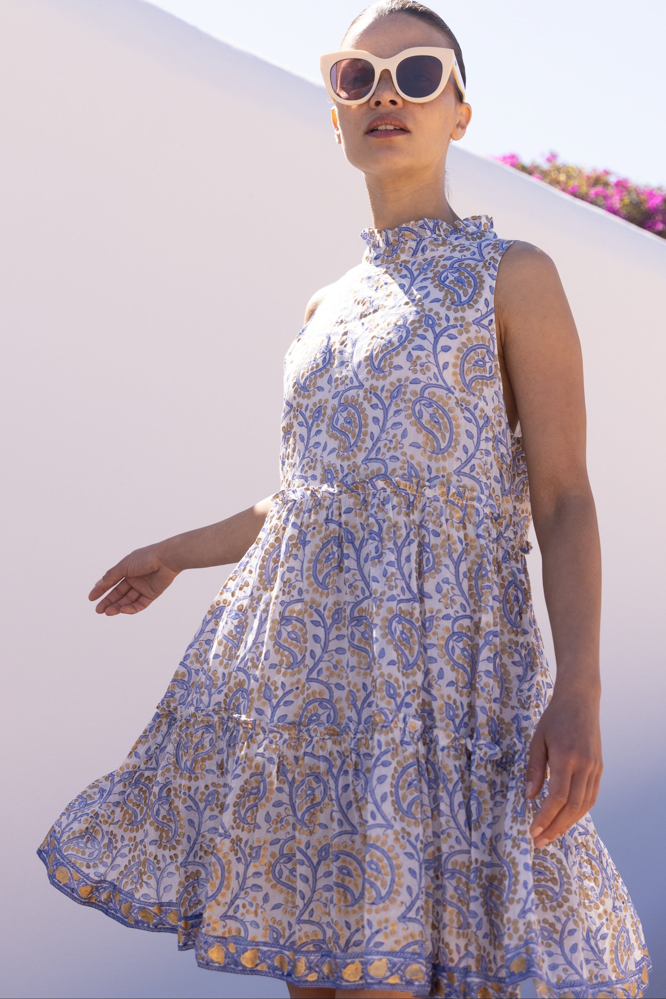 Ruffle Tiered Short- Marseille Blue