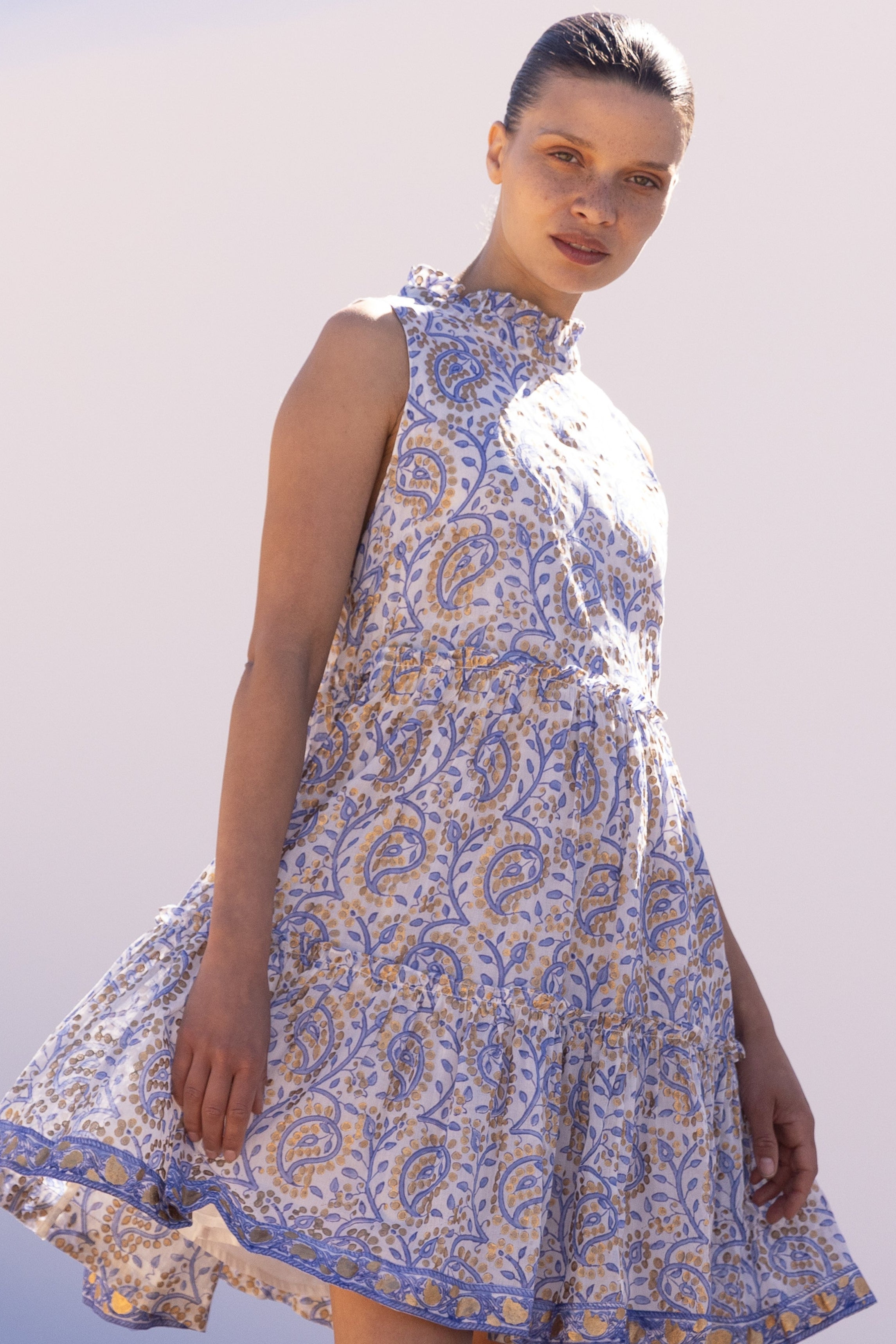 Ruffle Tiered Short- Marseille Blue