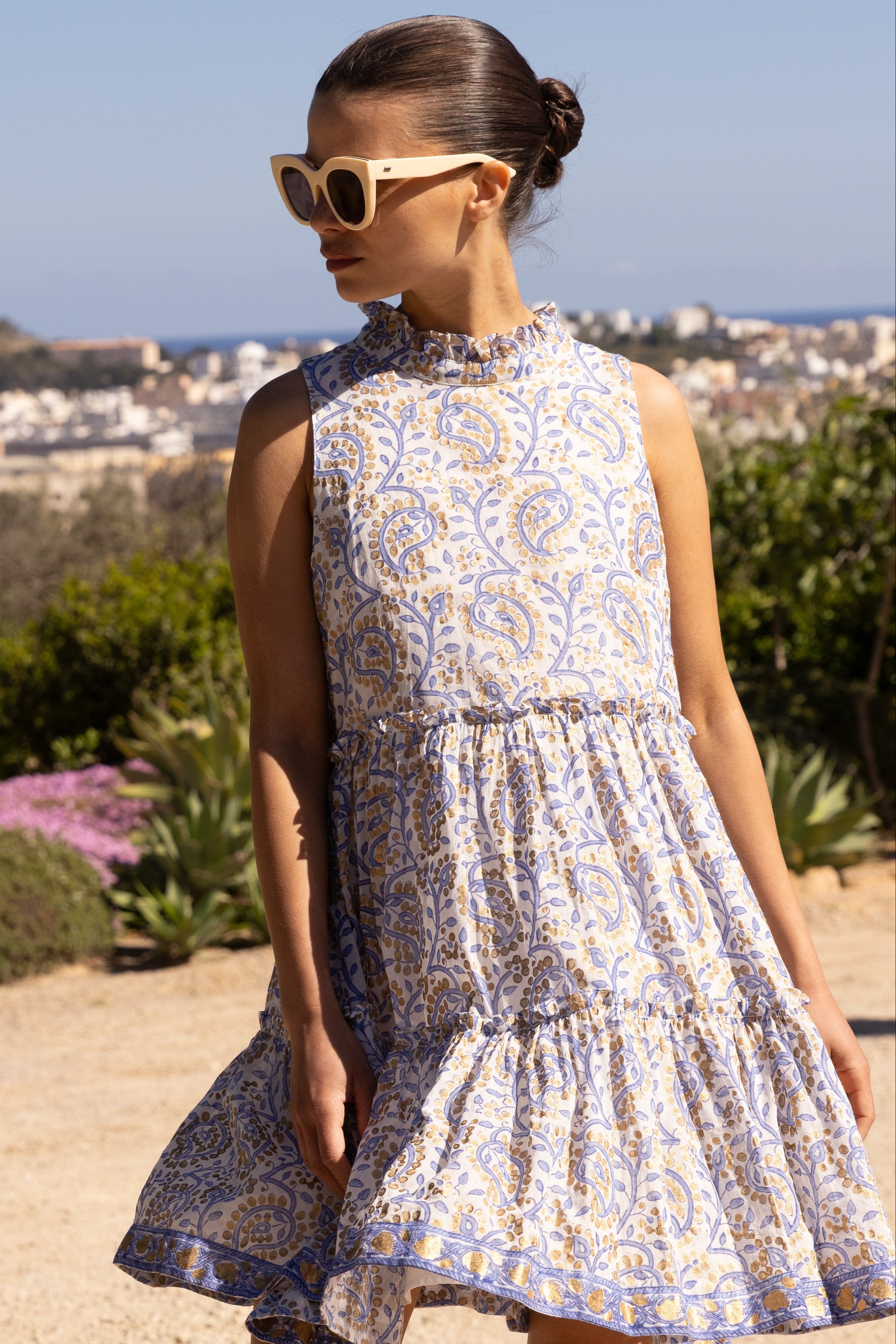 Ruffle Tiered Short- Marseille Blue