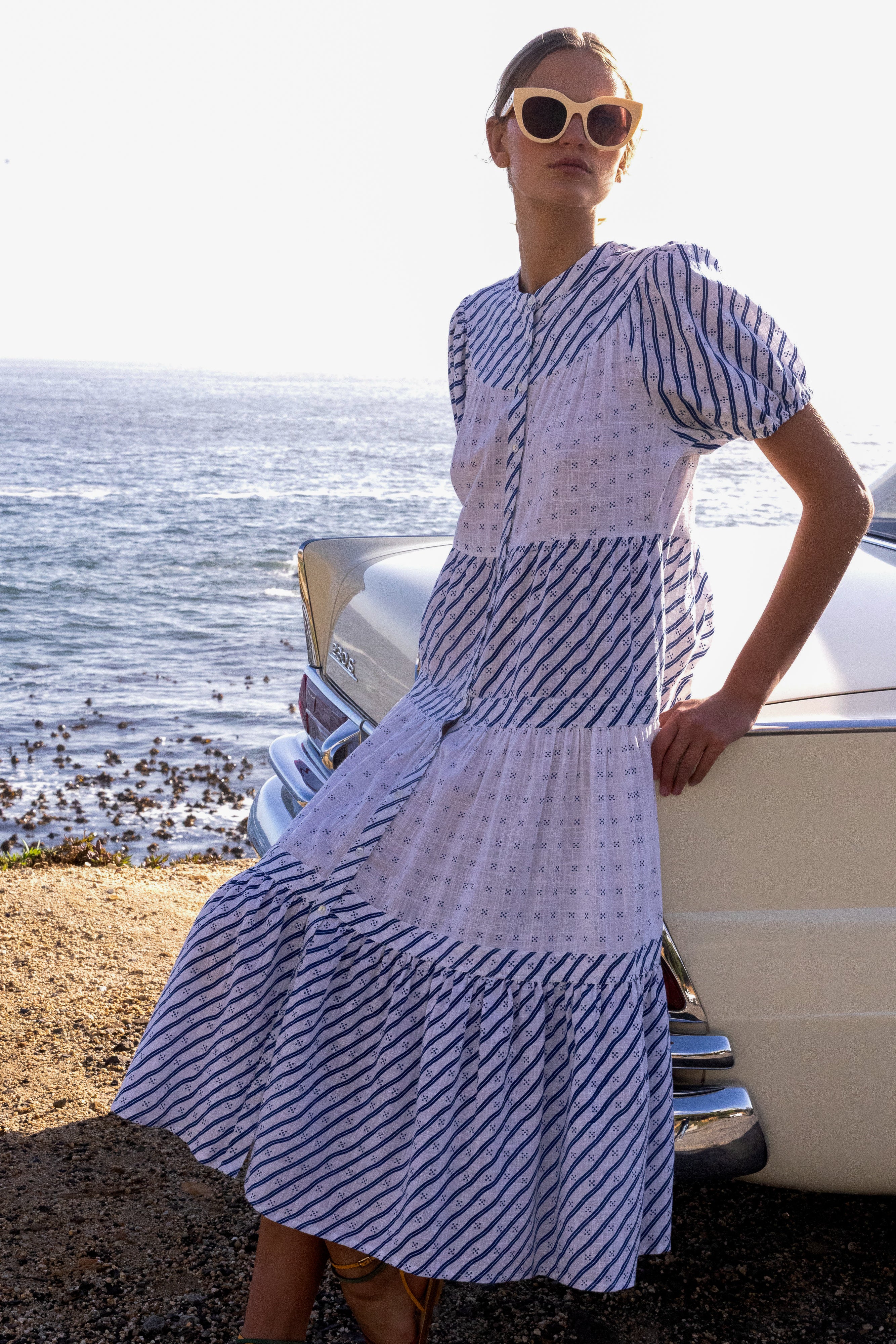 Scoop Tiered Midi- Dipsy Navy