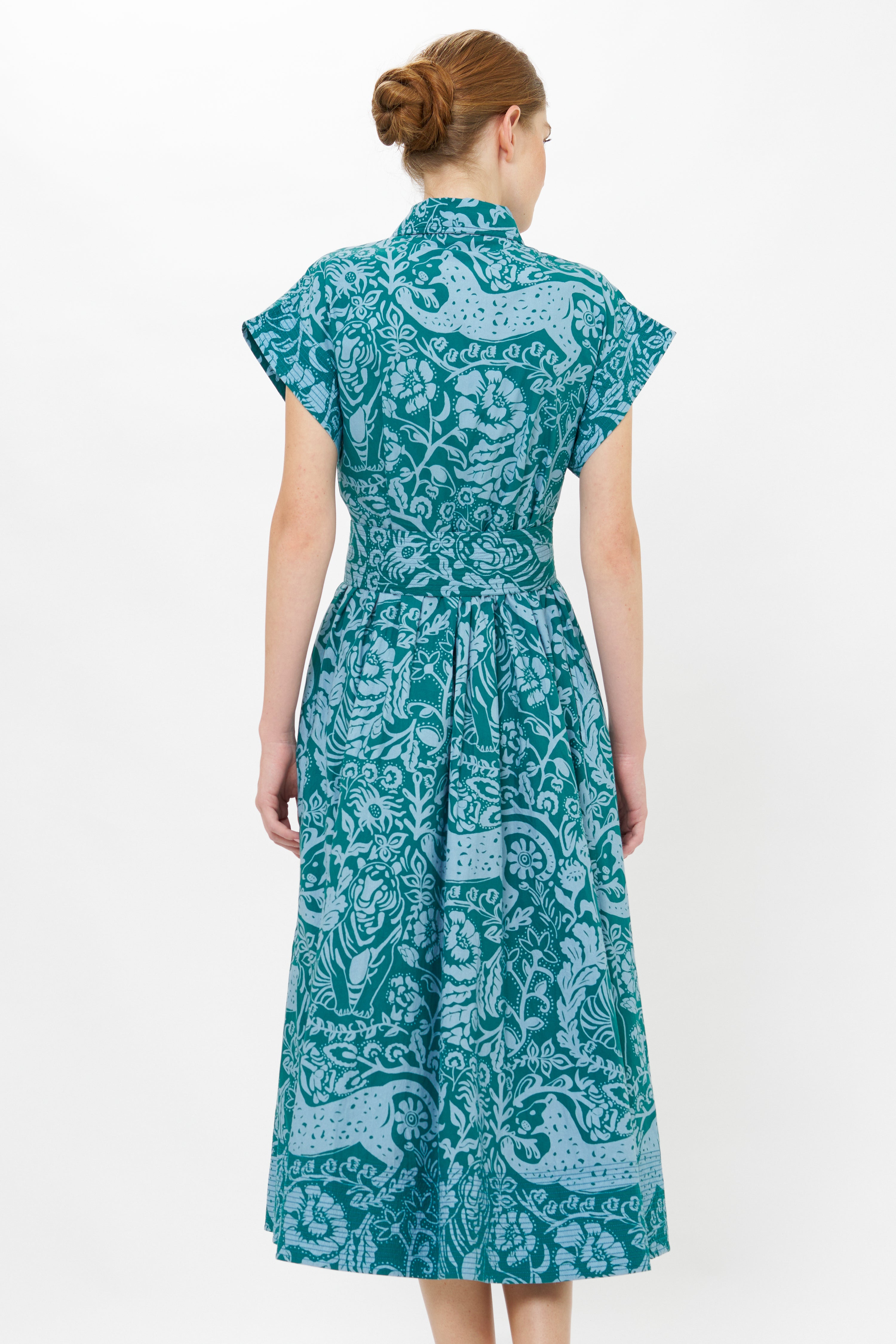 Belted Shirt Dress- Singita Green