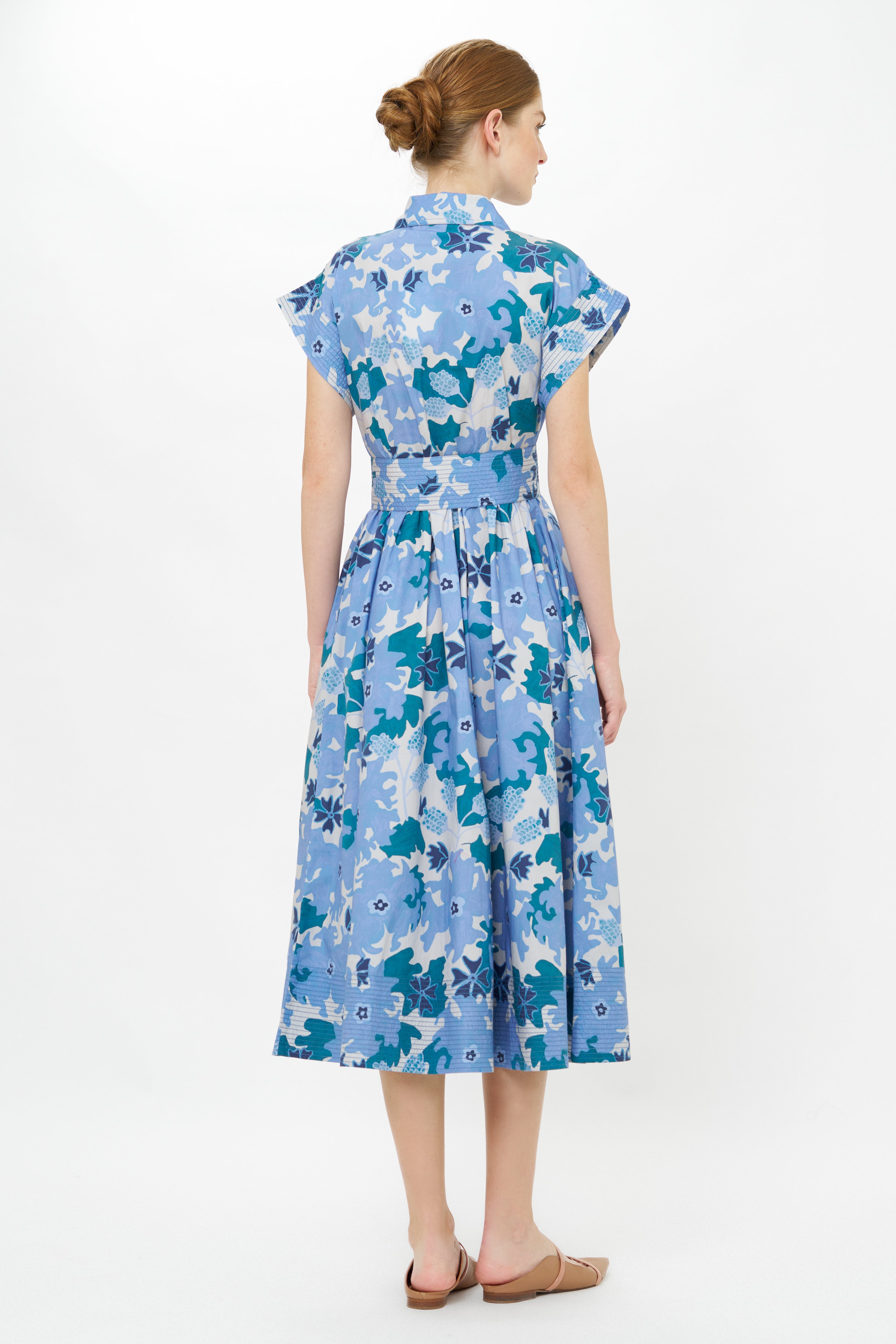 Belted Shirt Dress- Suzani Blue