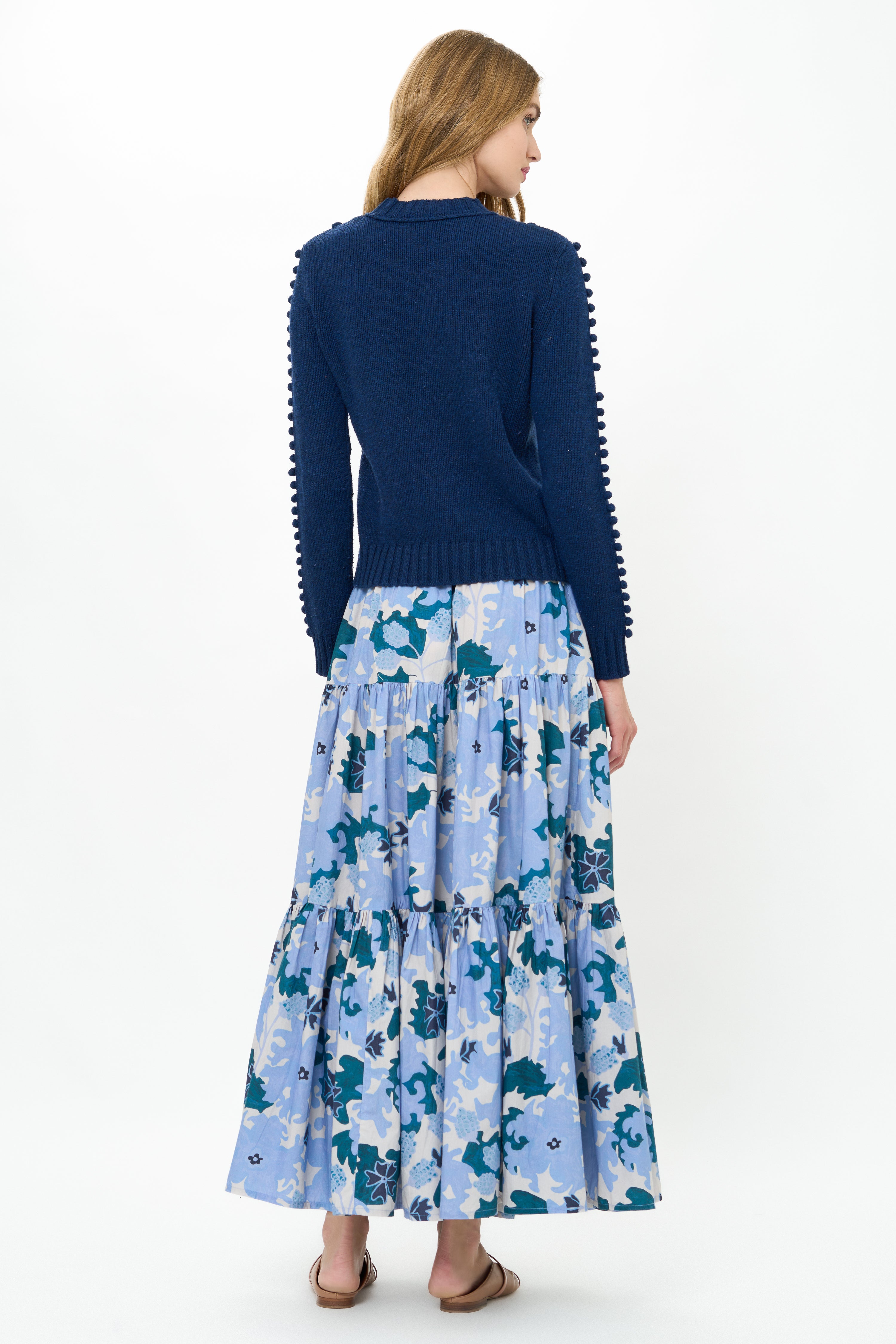 Tiered Maxi Skirt- Suzani Blue
