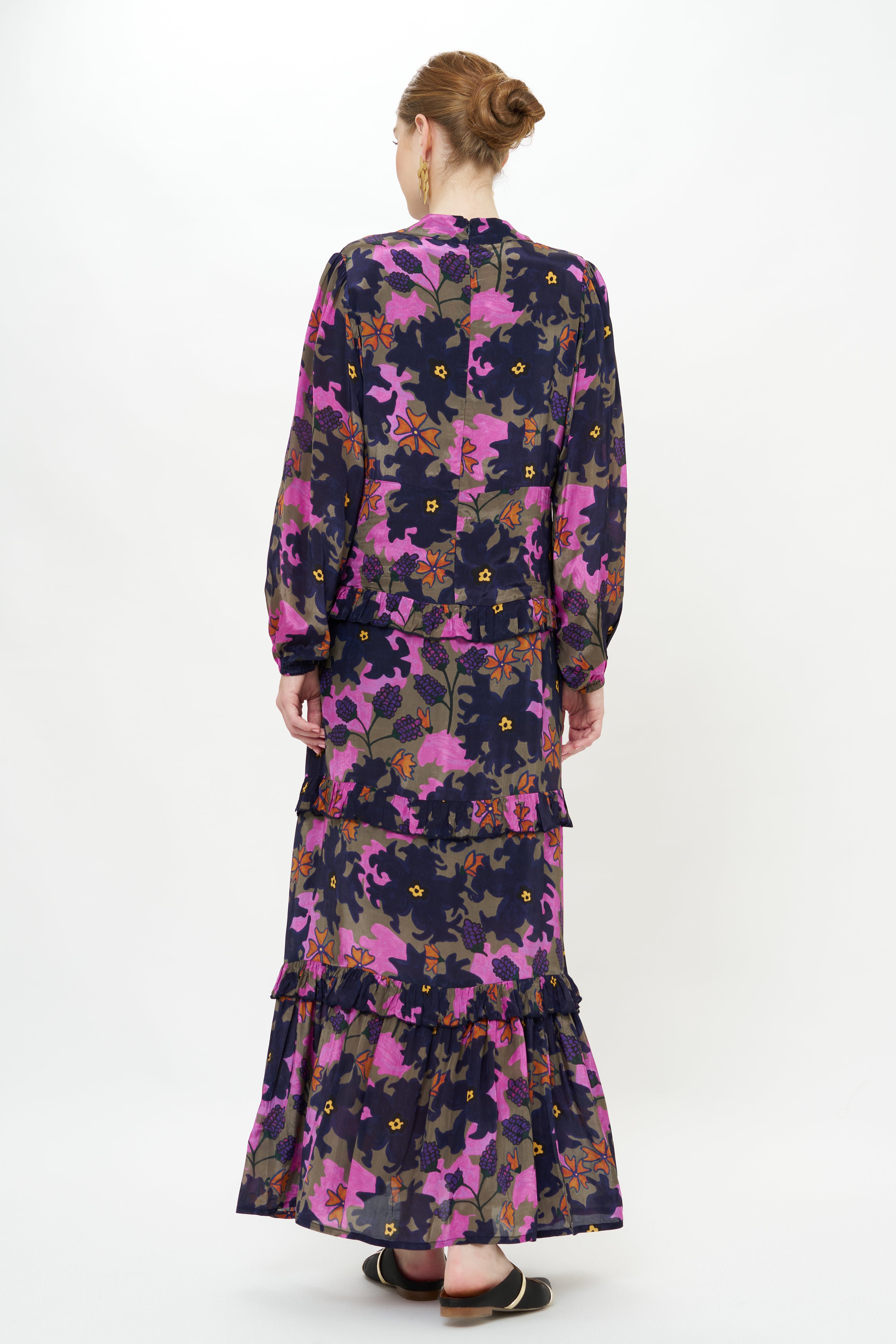 Mock Neck Maxi- Suzani Navy