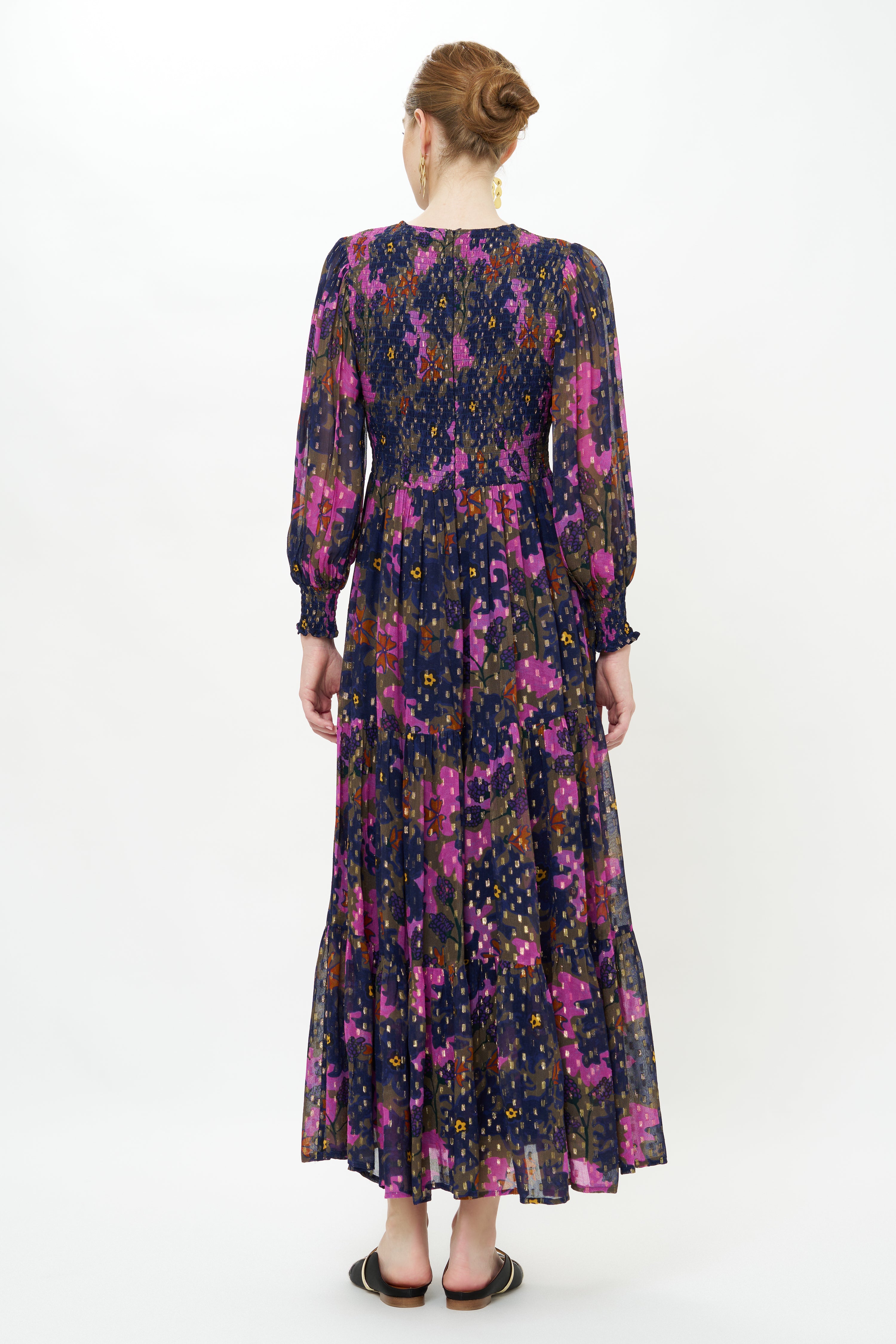 Smocked Top Maxi- Suzani Navy