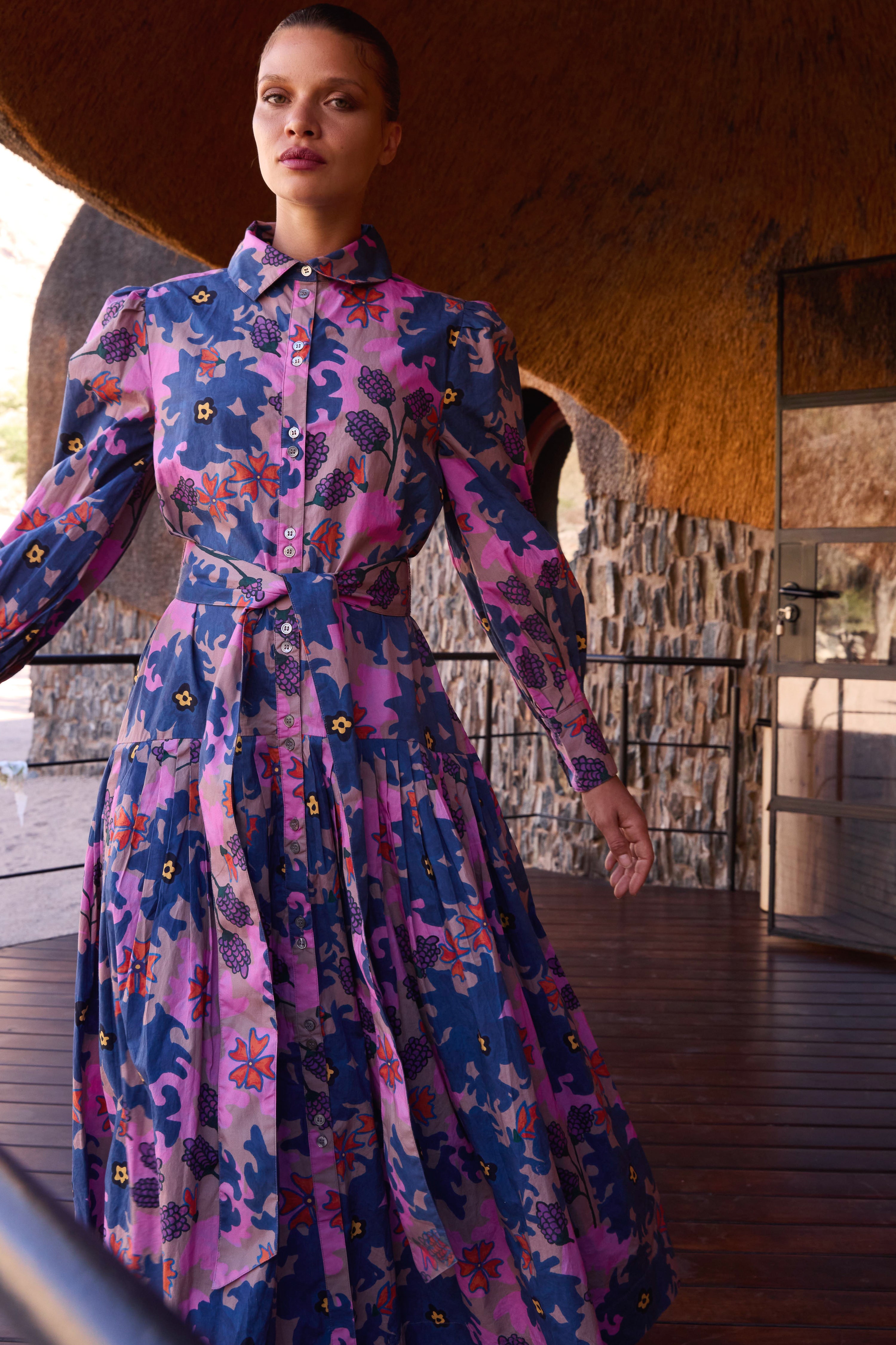 Nora Dress- Suzani Navy