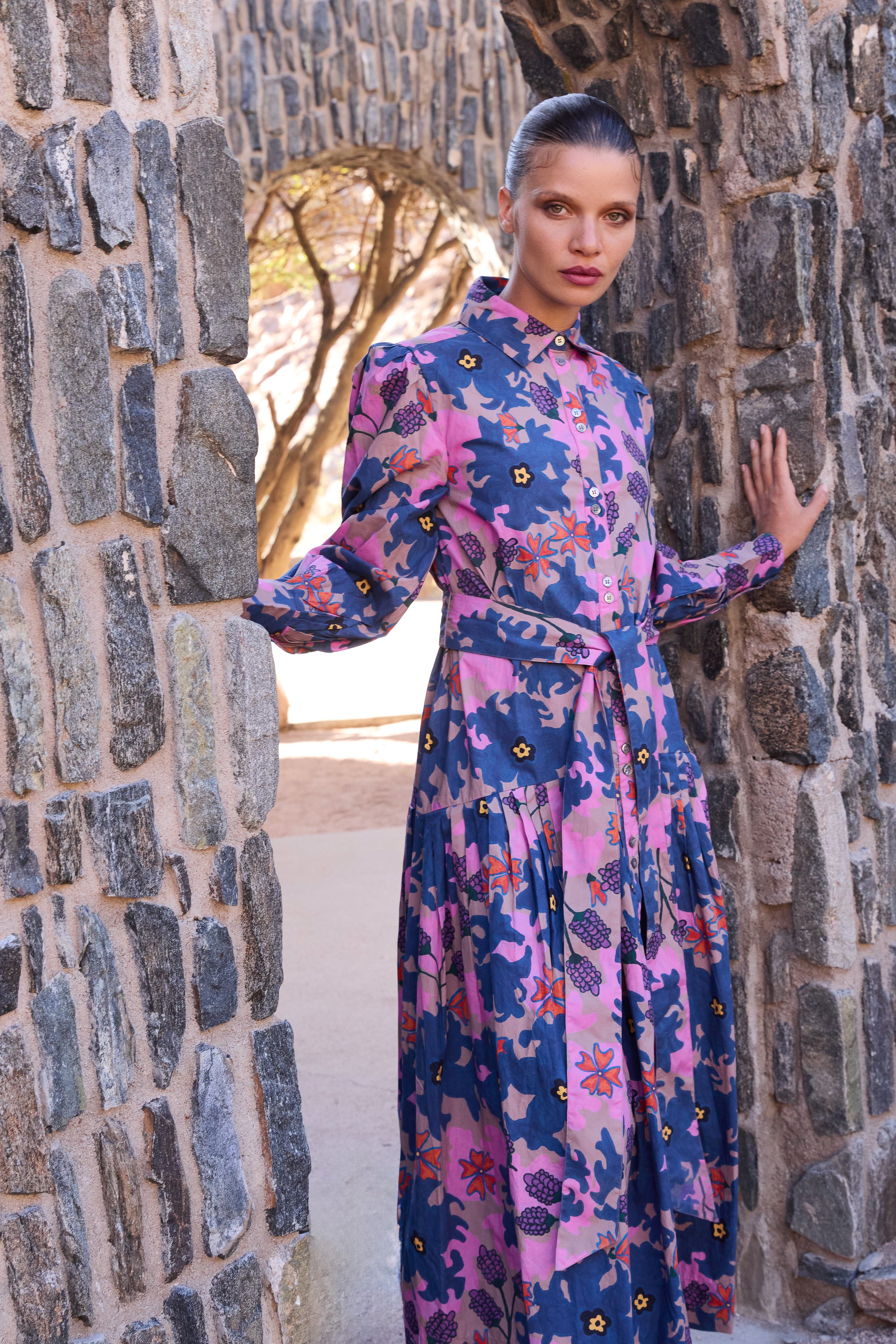 Nora Dress- Suzani Navy