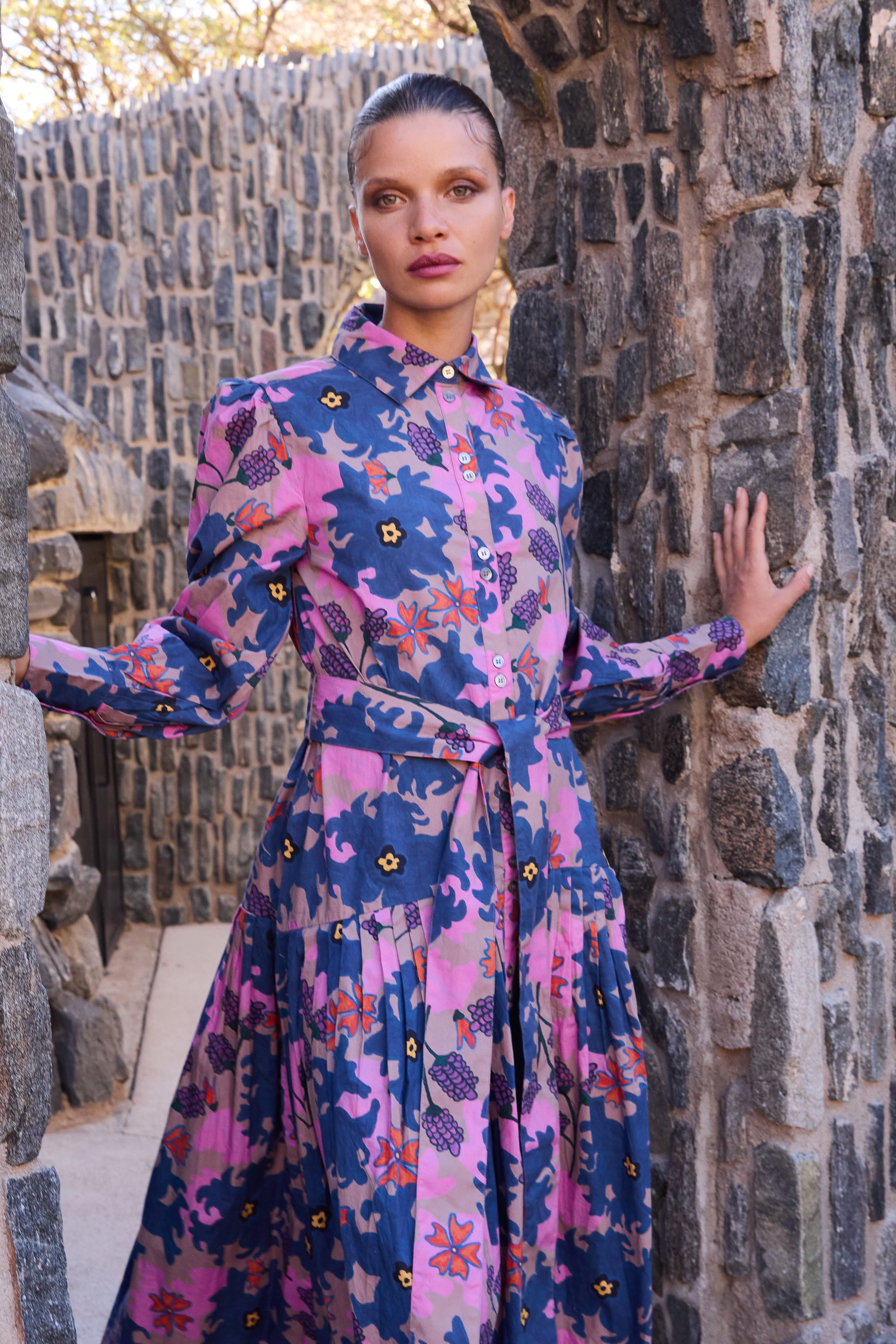 Nora Dress- Suzani Navy