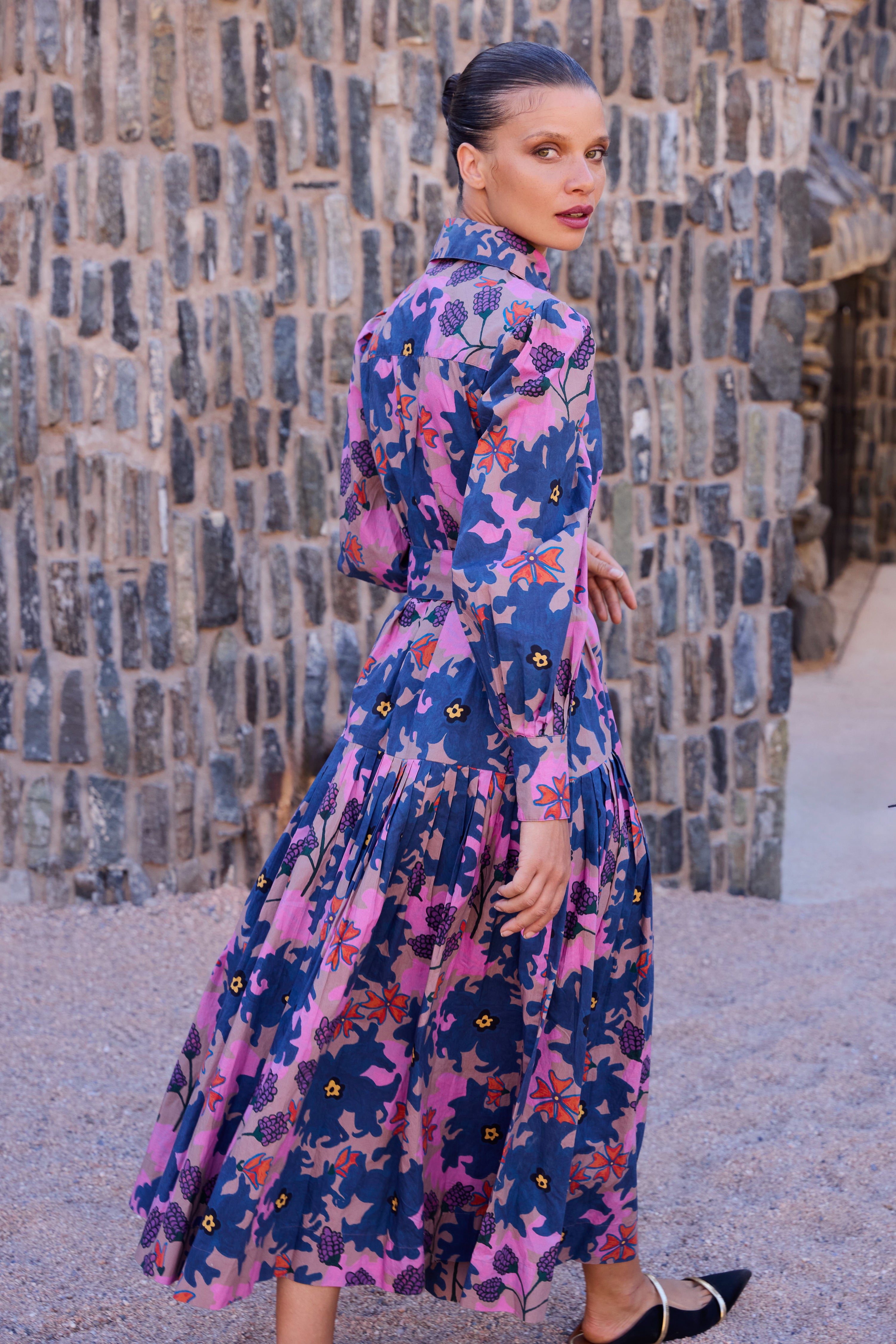 Nora Dress- Suzani Navy