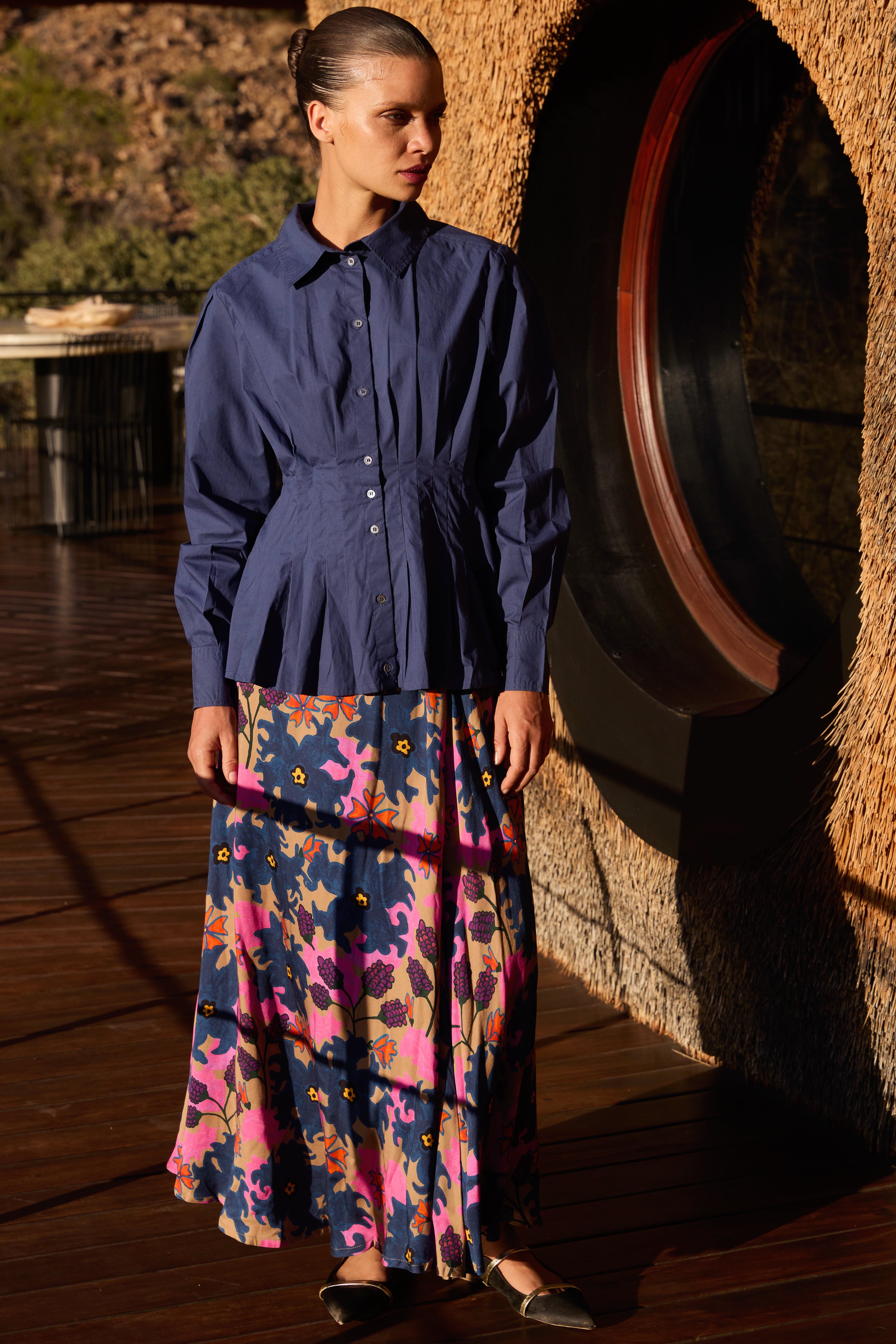 Swing Skirt- Suzani Navy