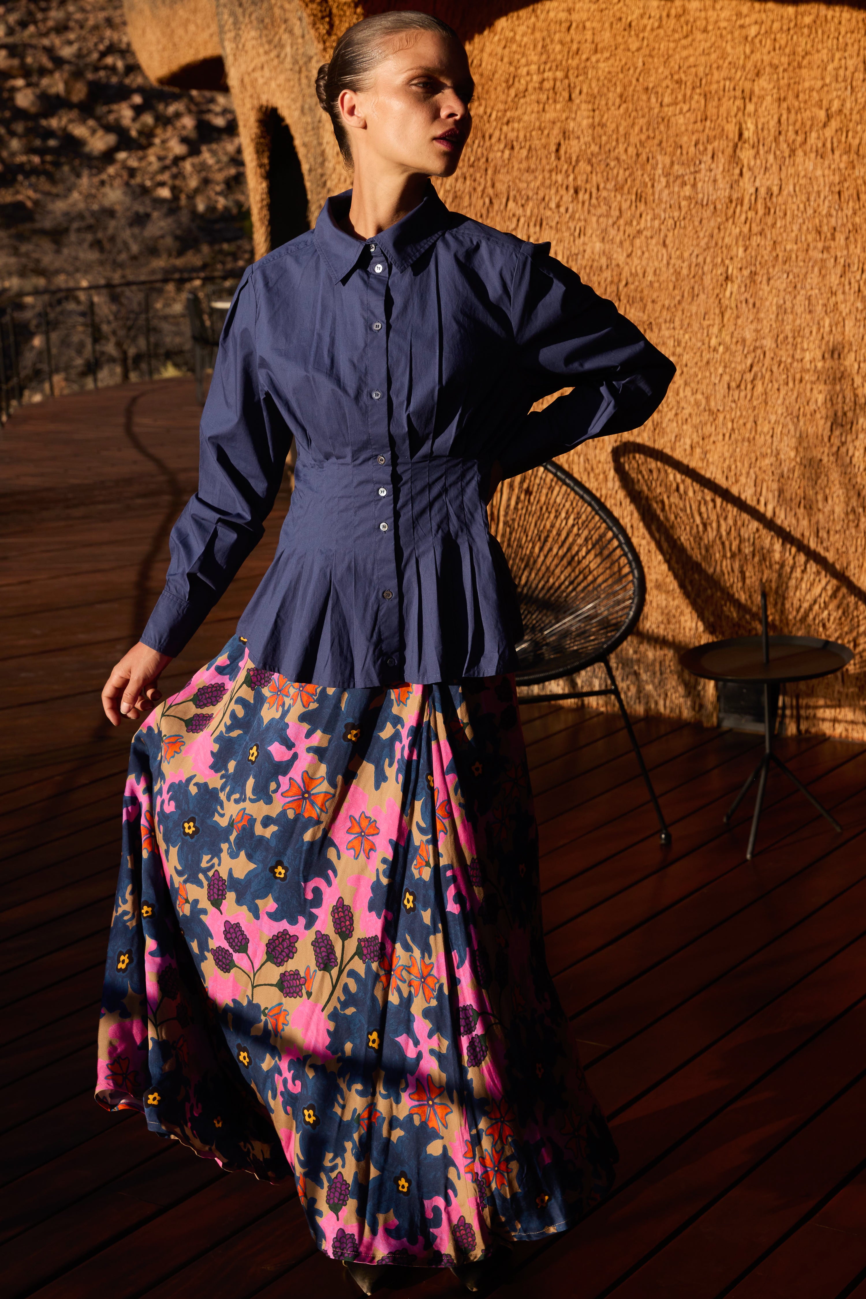 Swing Skirt- Suzani Navy