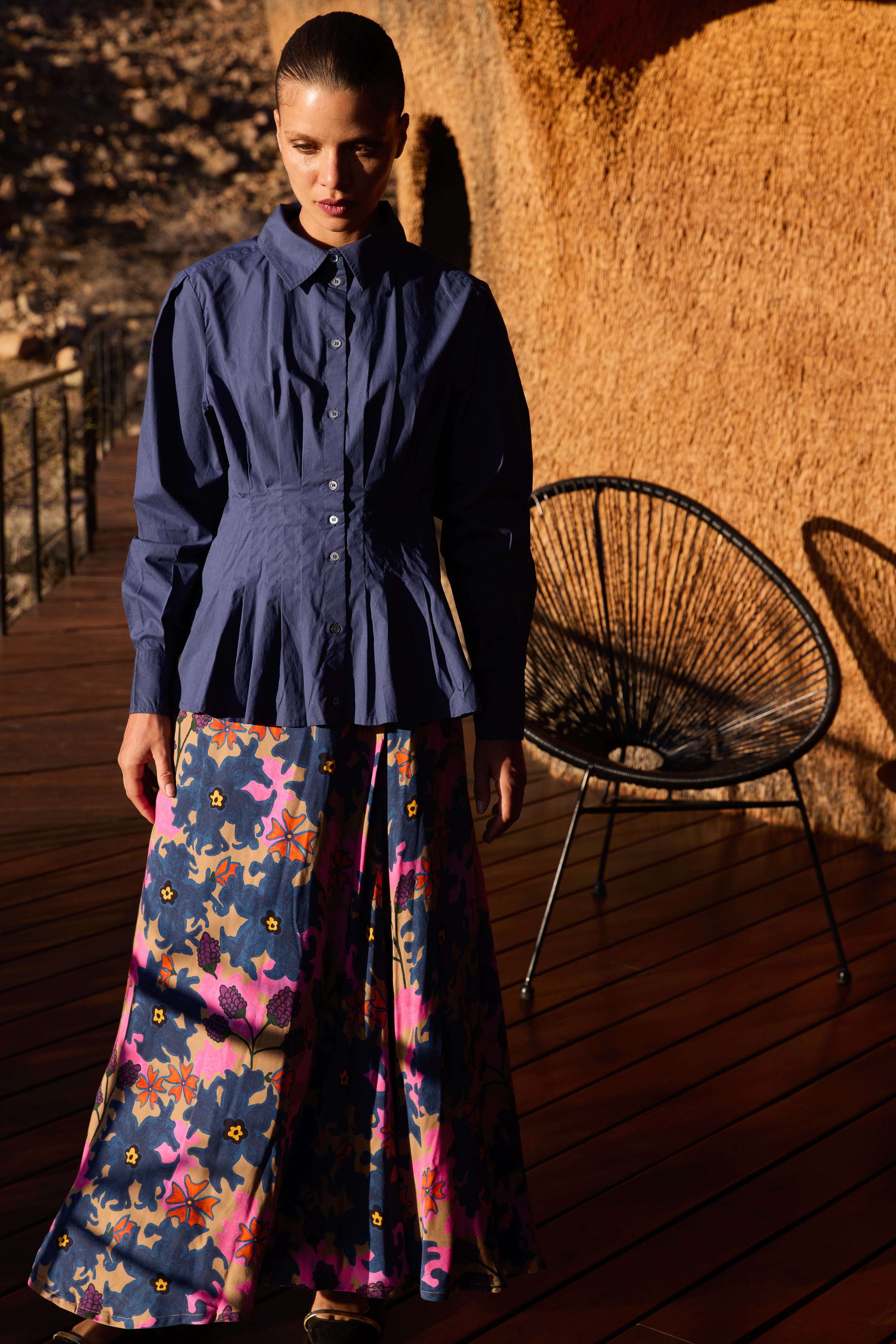 Swing Skirt- Suzani Navy