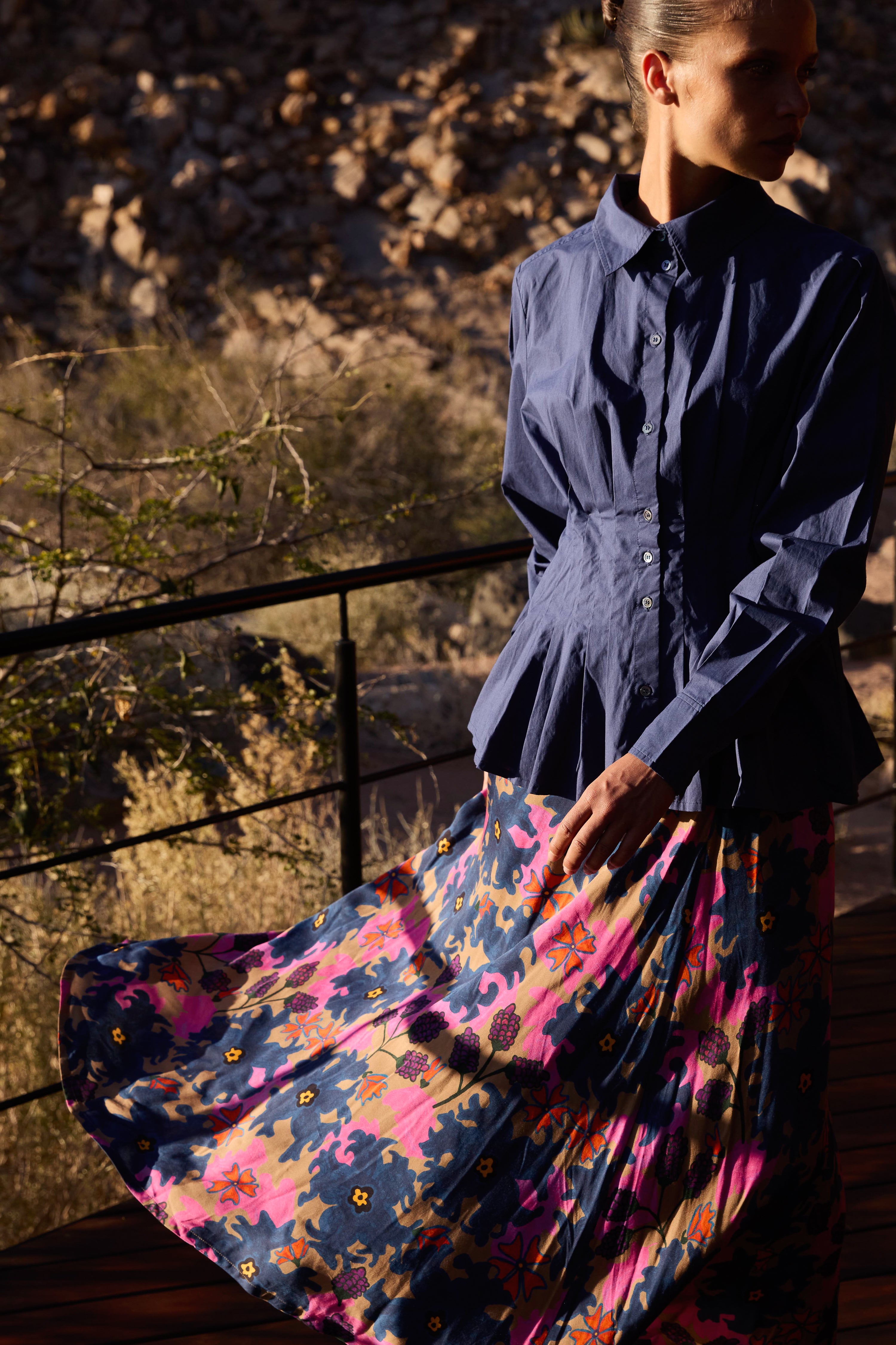 Swing Skirt- Suzani Navy