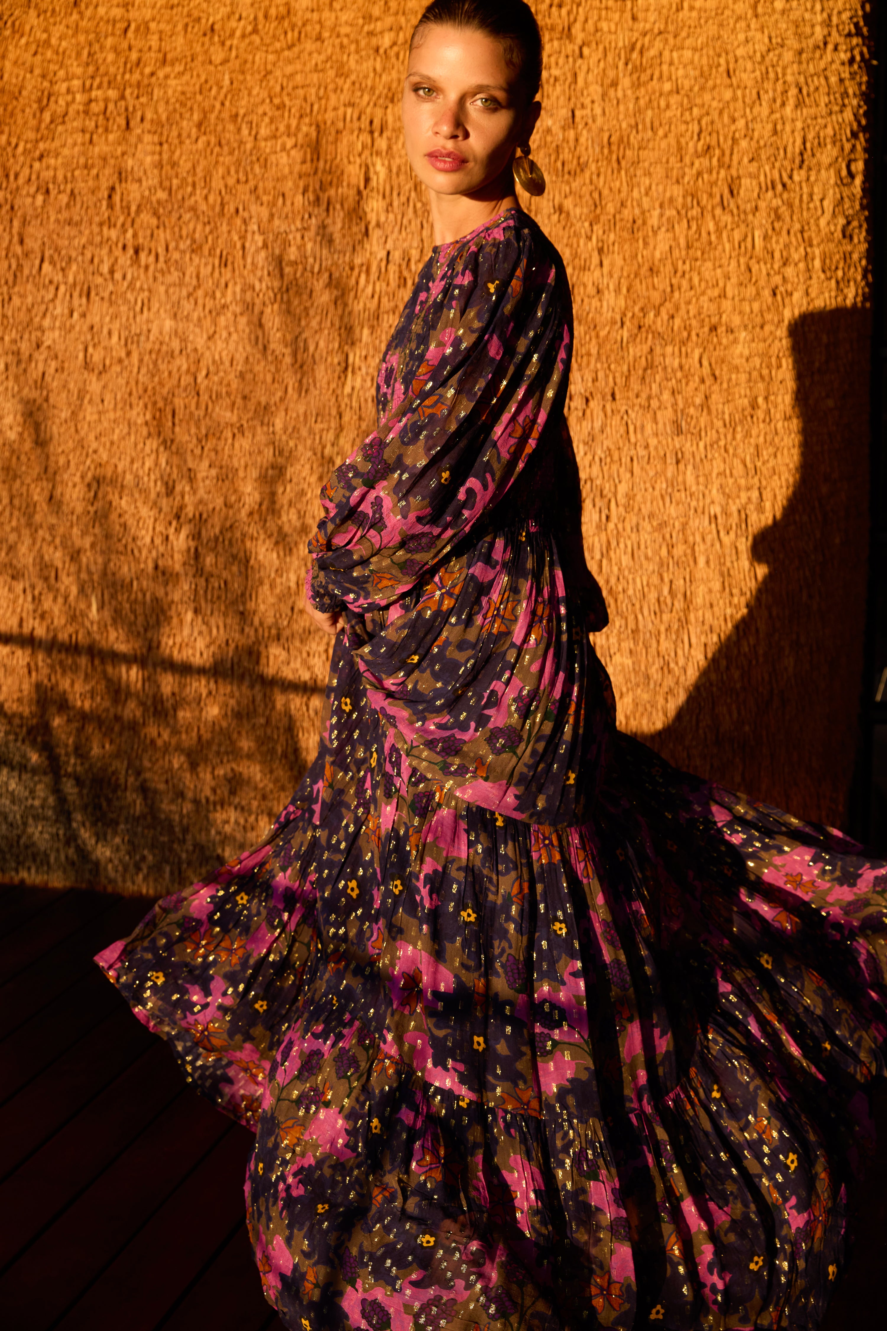 Smocked Top Maxi- Suzani Navy