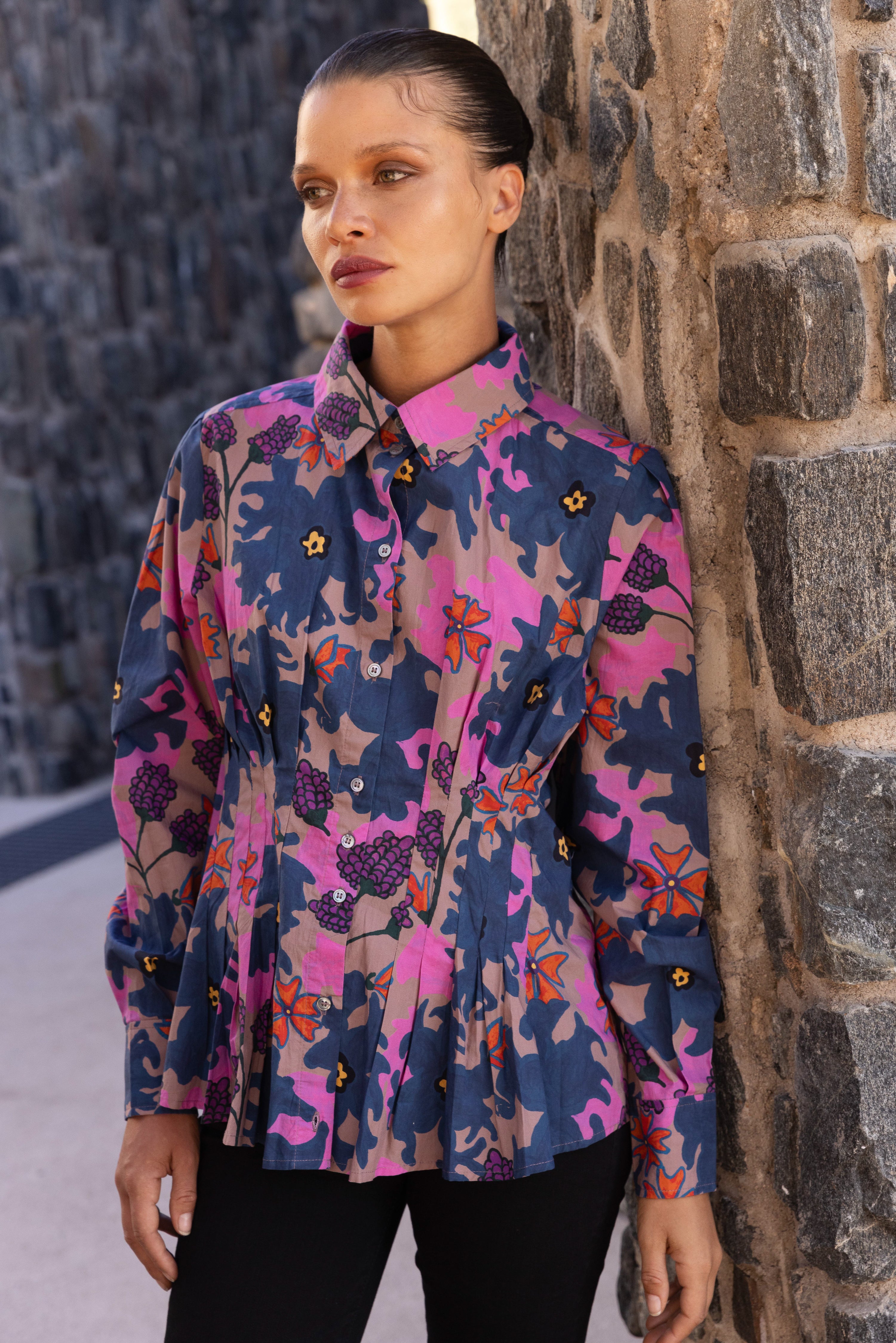 Elizabeth Top- Suzani Navy
